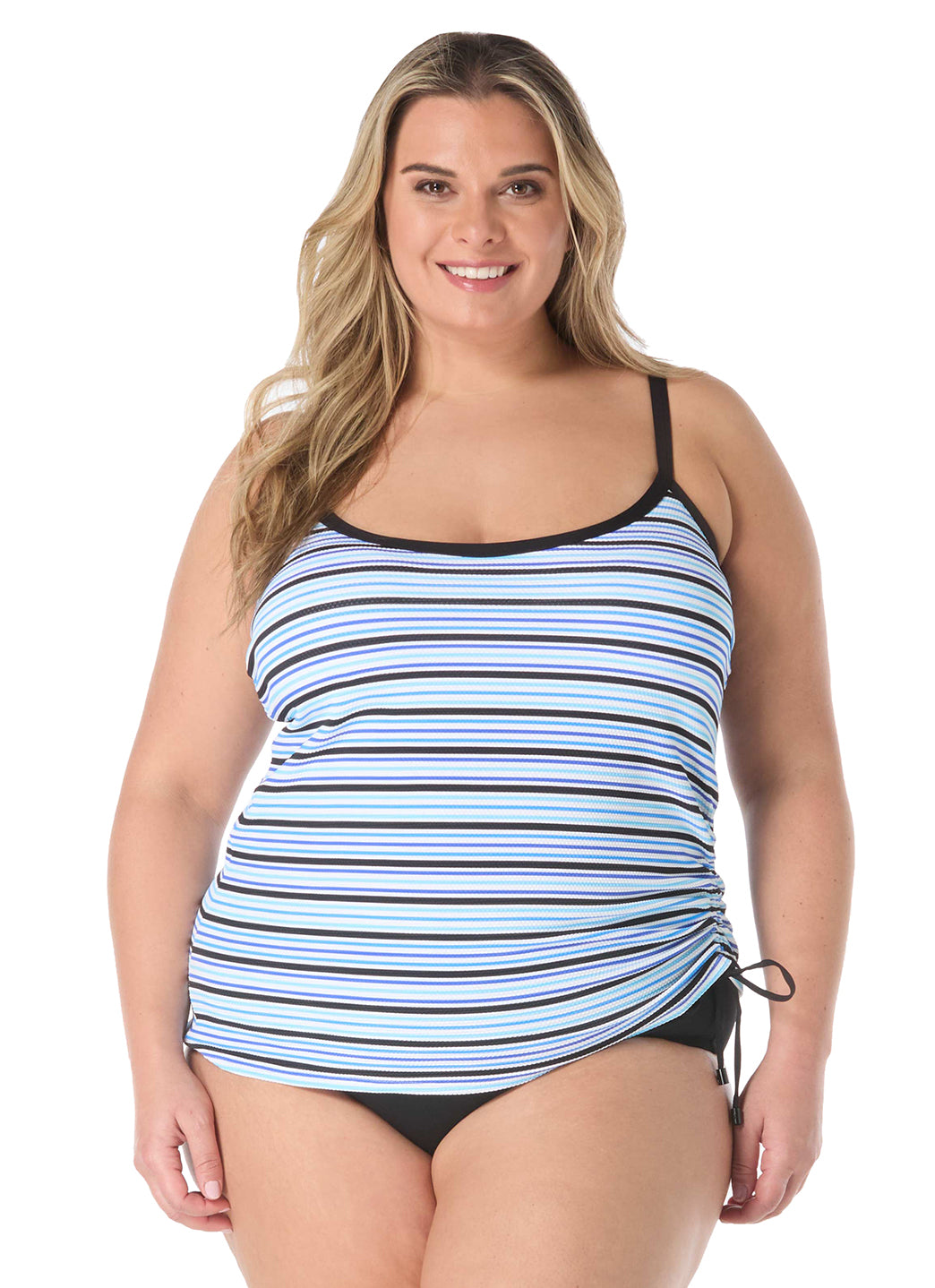 Beach House Women's Plus Size Resort Stripe Pique Bridget Tankini Top、mySite、noshort
