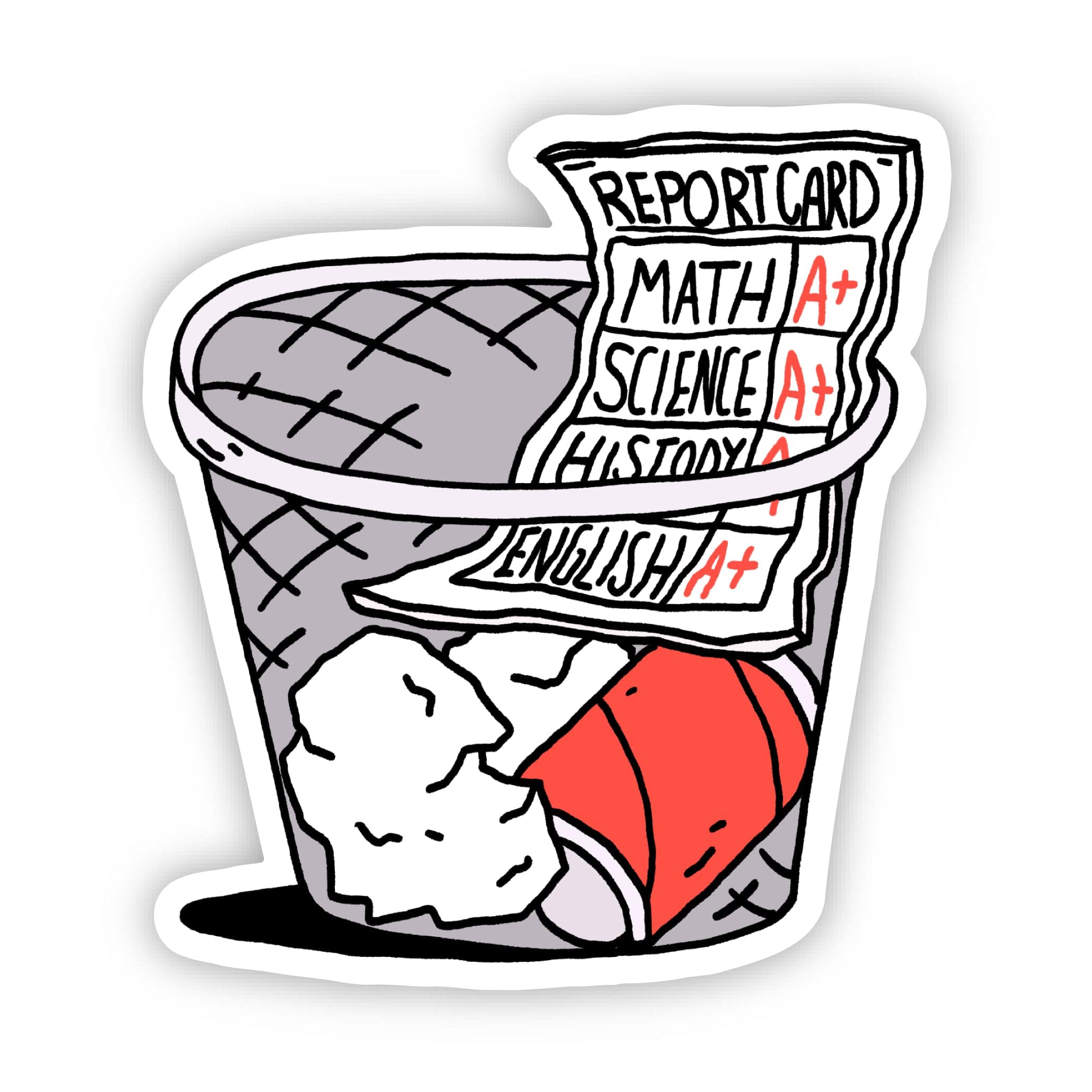  Graduate Report Card Trash Can Funny Sticker、mySite、elrpsem3k