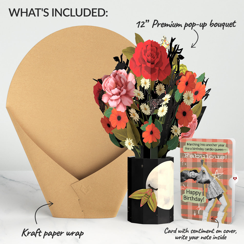 Midnight Florals Birthday Bouquet and Cardio Queen Sentiment Set、mySite、solidvoid