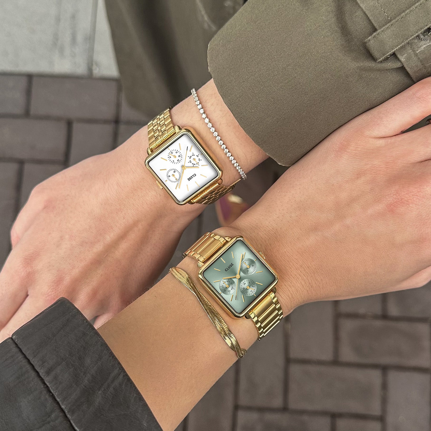 La Tétragone Multifunction Watch Steel, White, Gold Colour、mySite、botmansion