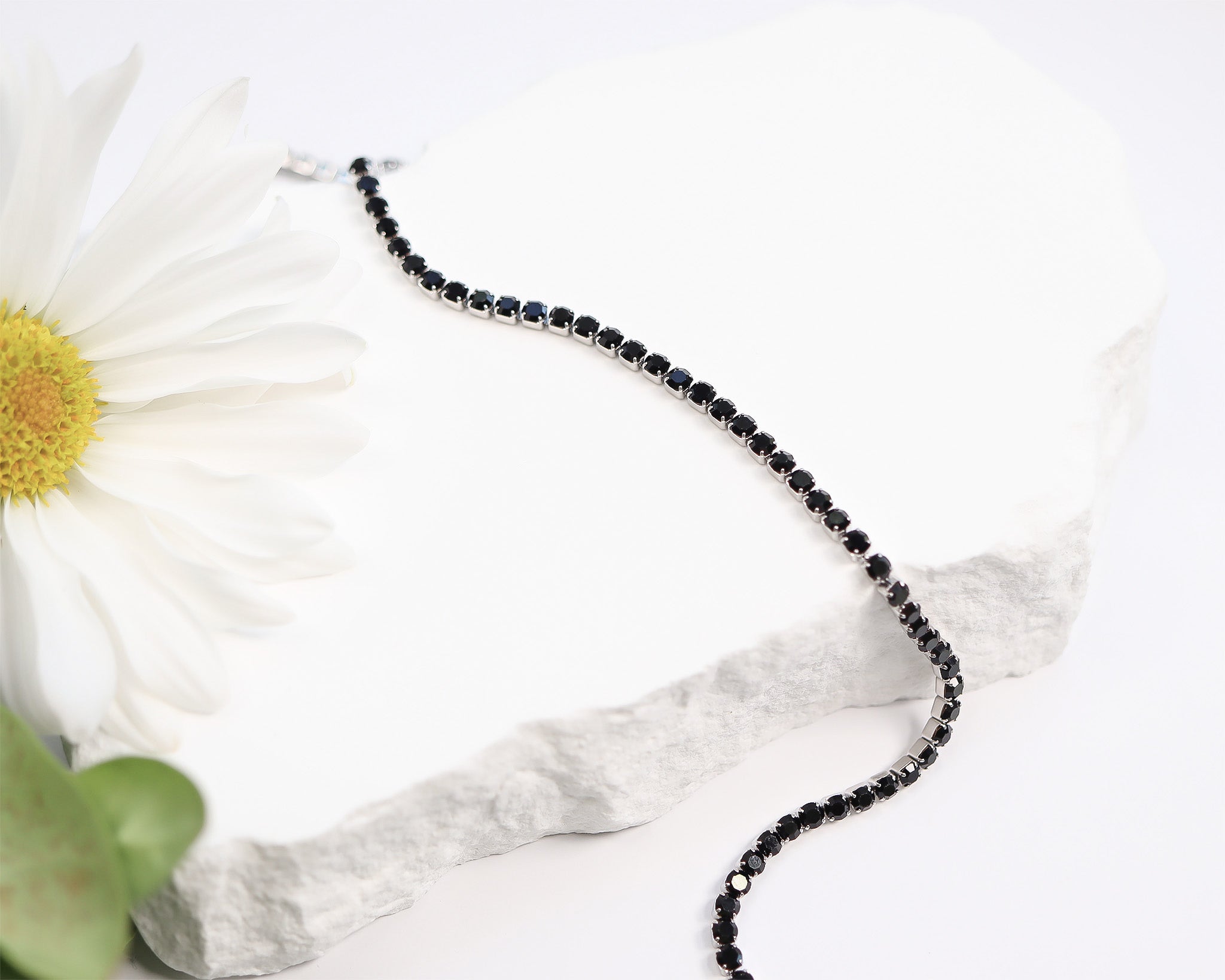 Stainless Steel Jet Rhinestone Tennis Chain Necklace / TNN0003、mySite、dreamappss