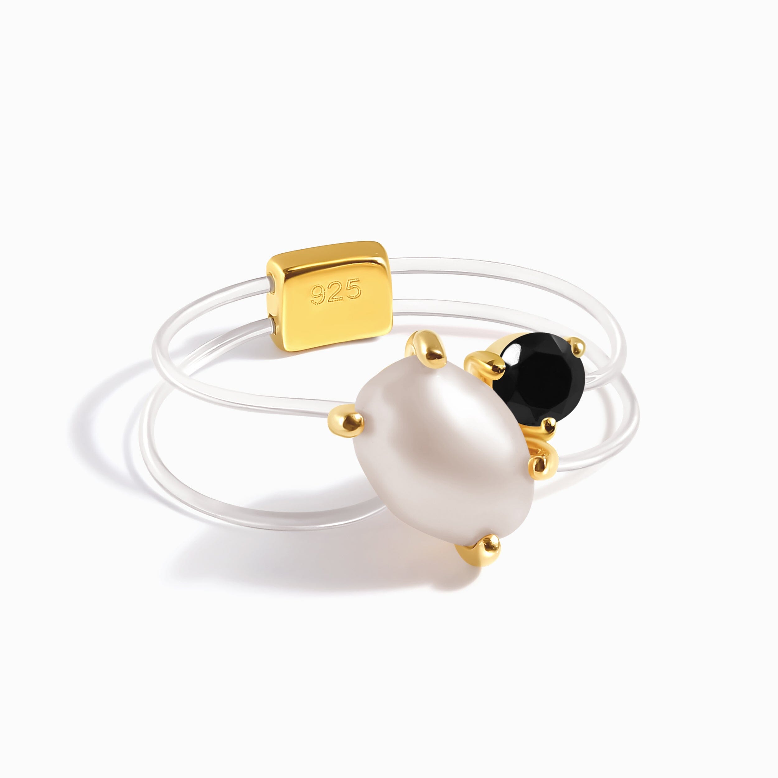 Floating Ring - Toi Et Moi Pearl & Black Obsidian、mySite、hinf8tx79
