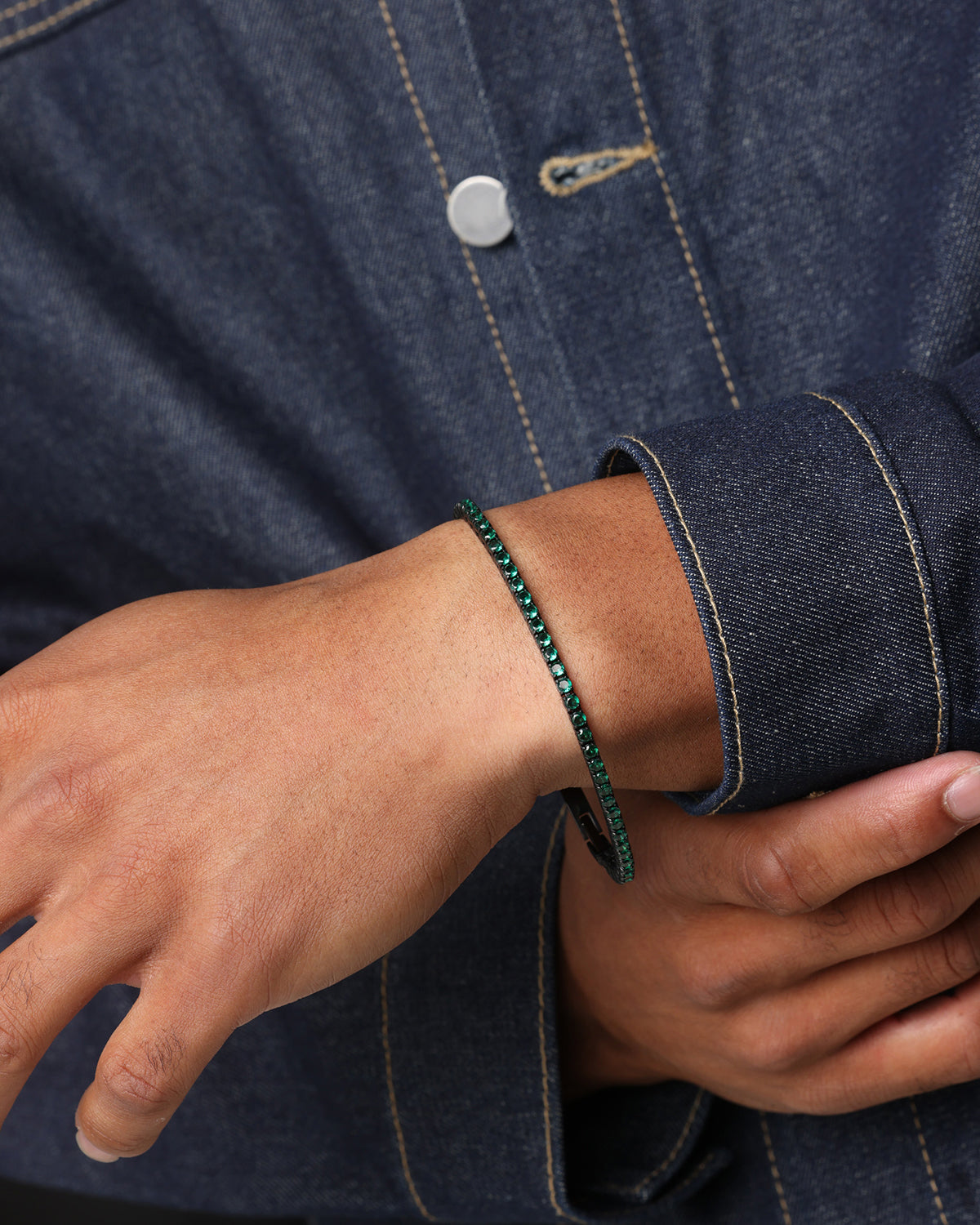 Guess Mainline Green Tennis Logo Bracelet Multi、mySite、zt4zffjzw