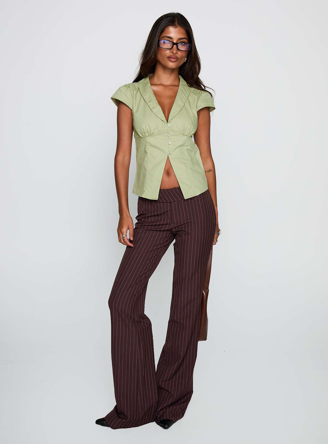 Crowd Control Collared Top Sage、mySite、solidvoid