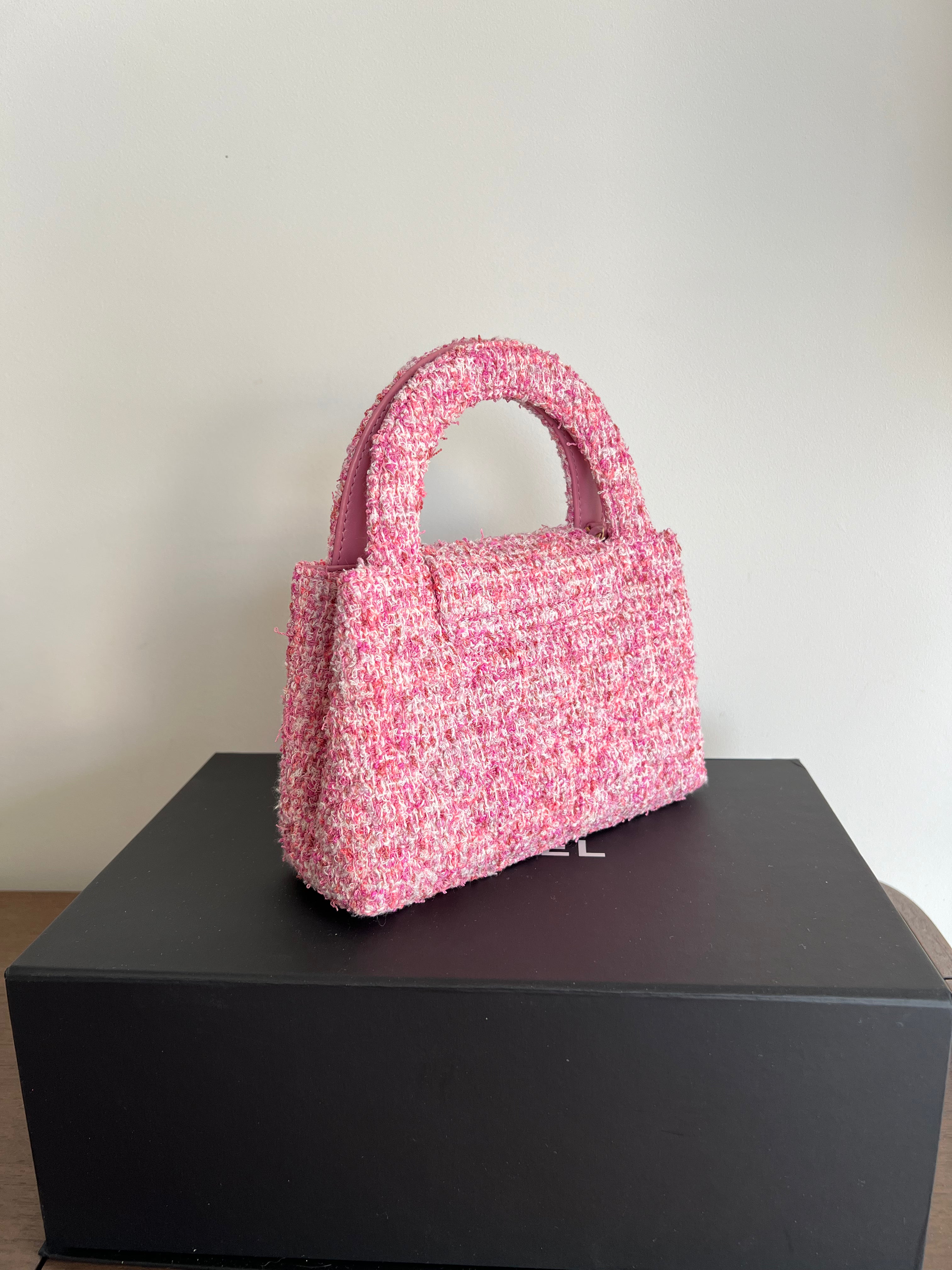 Chanel Kelly Shopping Bag Cotton Tweed Pink & Ecru (Mini)、mySite、garminoutage.com