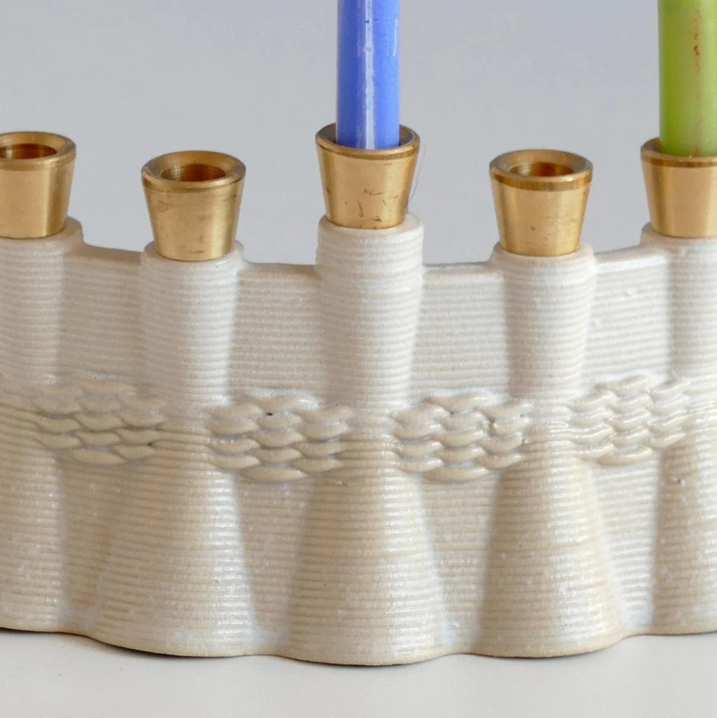 Wavy 3D Printed Clay Menorah - Natural Beige、mySite、topwebapps