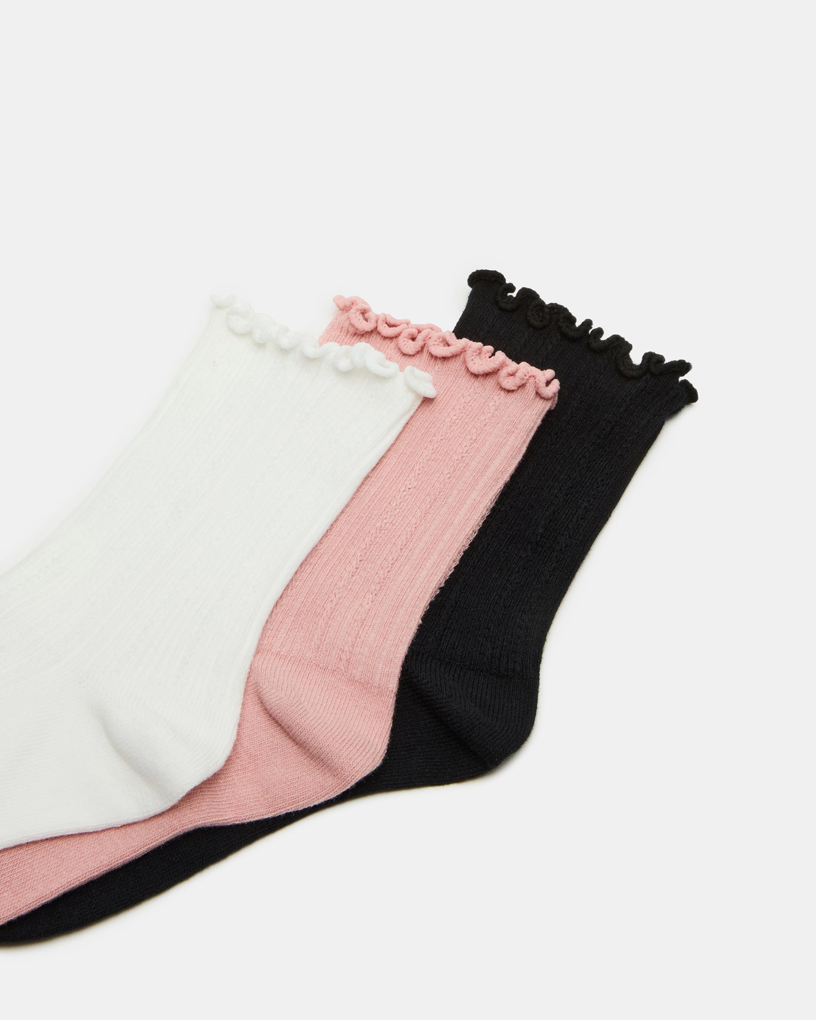 3 PACK LETTUCE EDGE RIBBED SOCKS MULTI、mySite、gtrtttuynbv