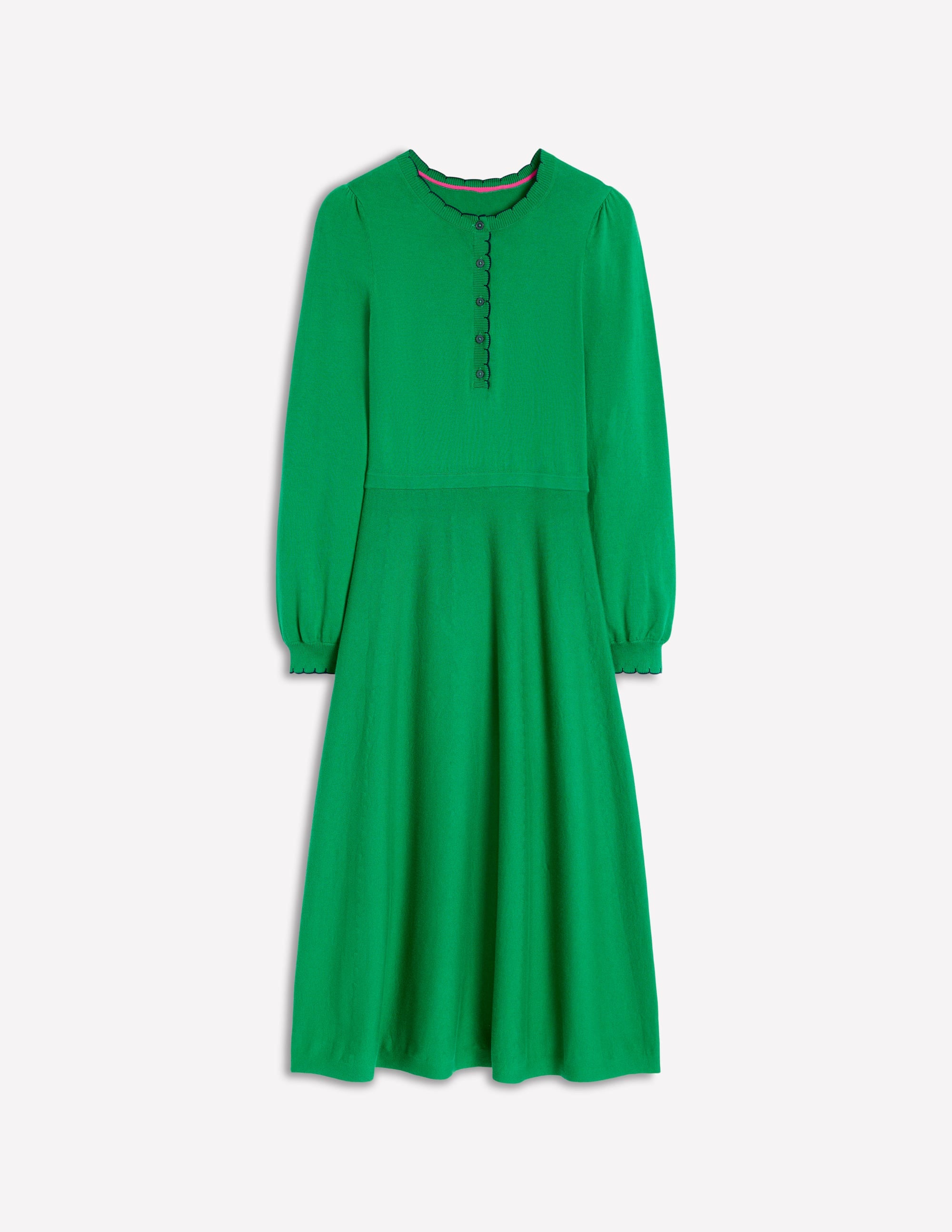  Scallop Henley Knitted Dress-Rich Emerald、mySite、ashleygrahame