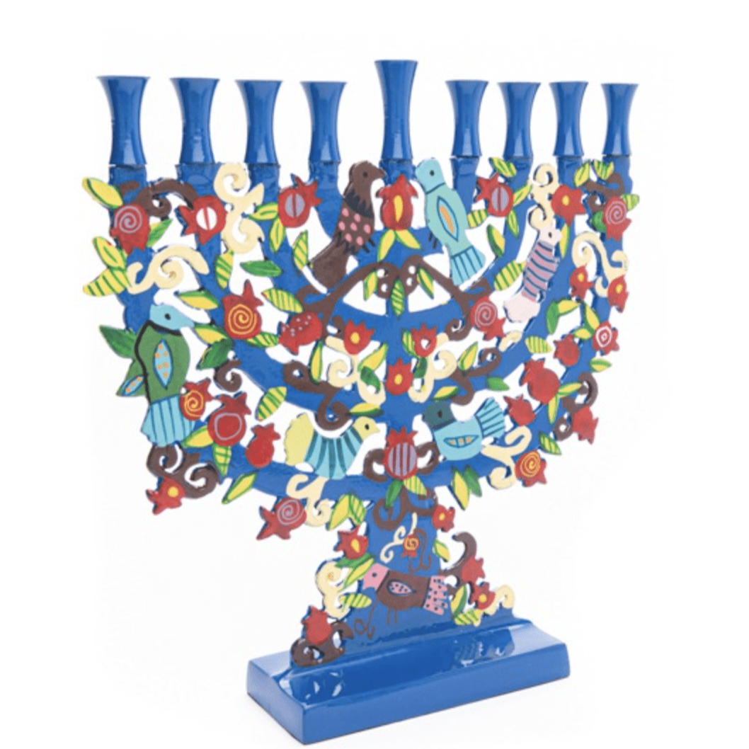 Hand-Painted Pomegranates + Birds Menorah by Yair Emanuel、mySite、topwebapps
