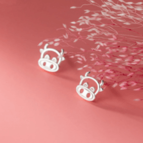 Cow Earrings Sterling SIlver Studs*、mySite、g9winljtr