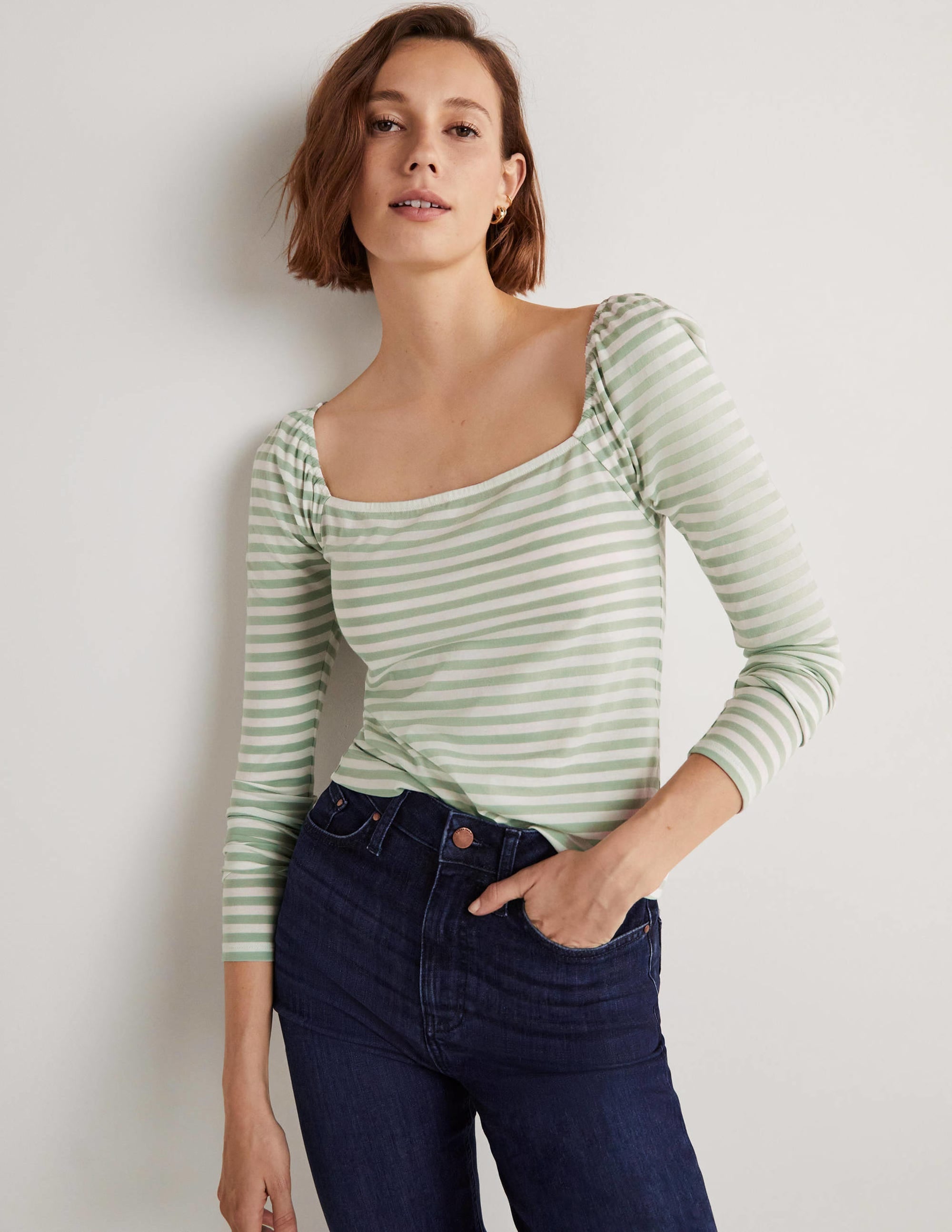  Square Neck Jersey Top-Jadeite Green、mySite、ashleygrahame