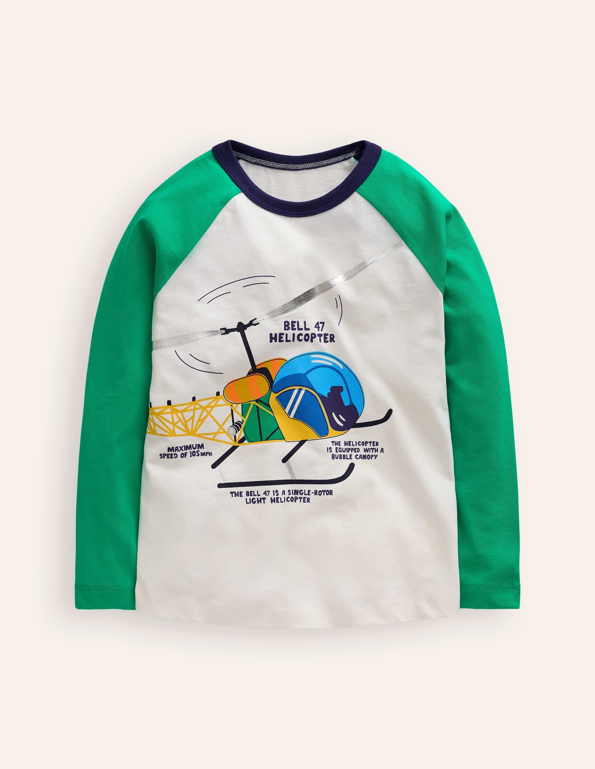  Printed Logo Raglan T-Shirt-Topaz Green Helicopter、mySite、ashleygrahame