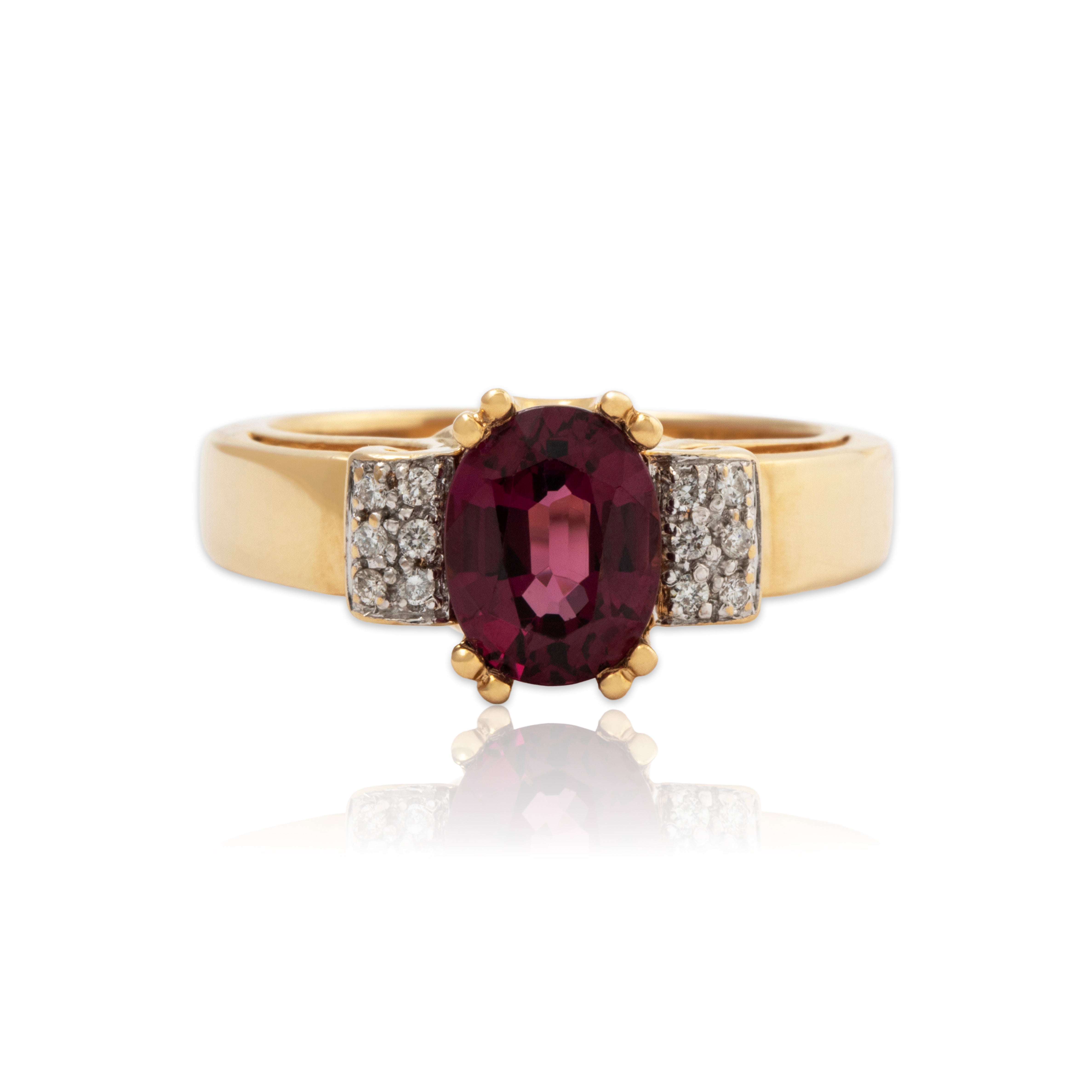 Vintage Heavy 14k Yellow Gold 2ct Garnet Diamond Sleek Elegance Ring 8.00、mySite、hinf8tx79