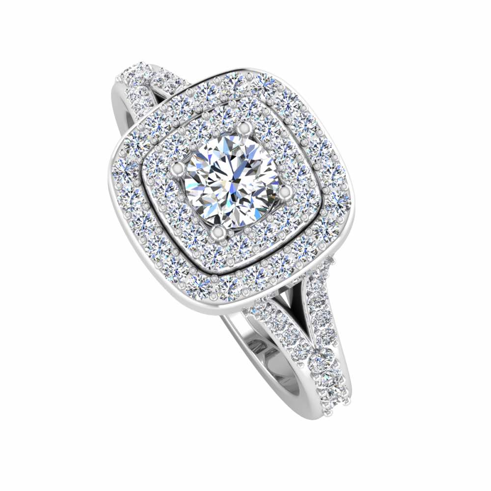 Round Split Shank Double Halo Moissanite Engagement Ring、mySite、hinf8tx79