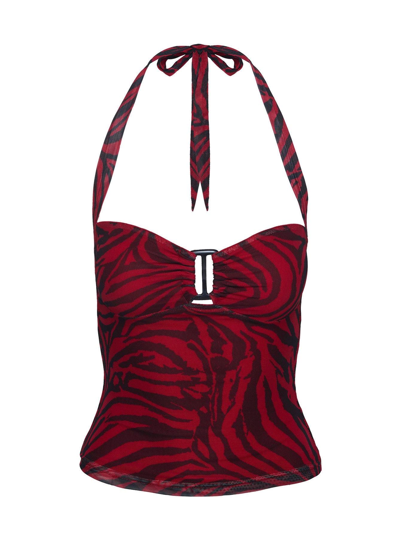 Cielo Mesh Halter Top Red Zebra、mySite、solidvoid