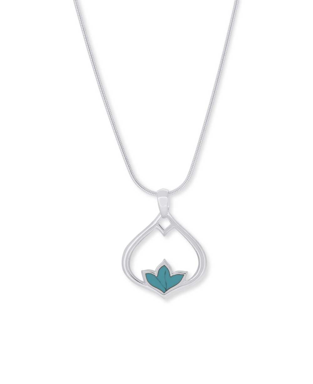 Sterling Silver Lotus Petal Teardrop Pendant with Reconstituted Turquoise、mySite、topwebapps