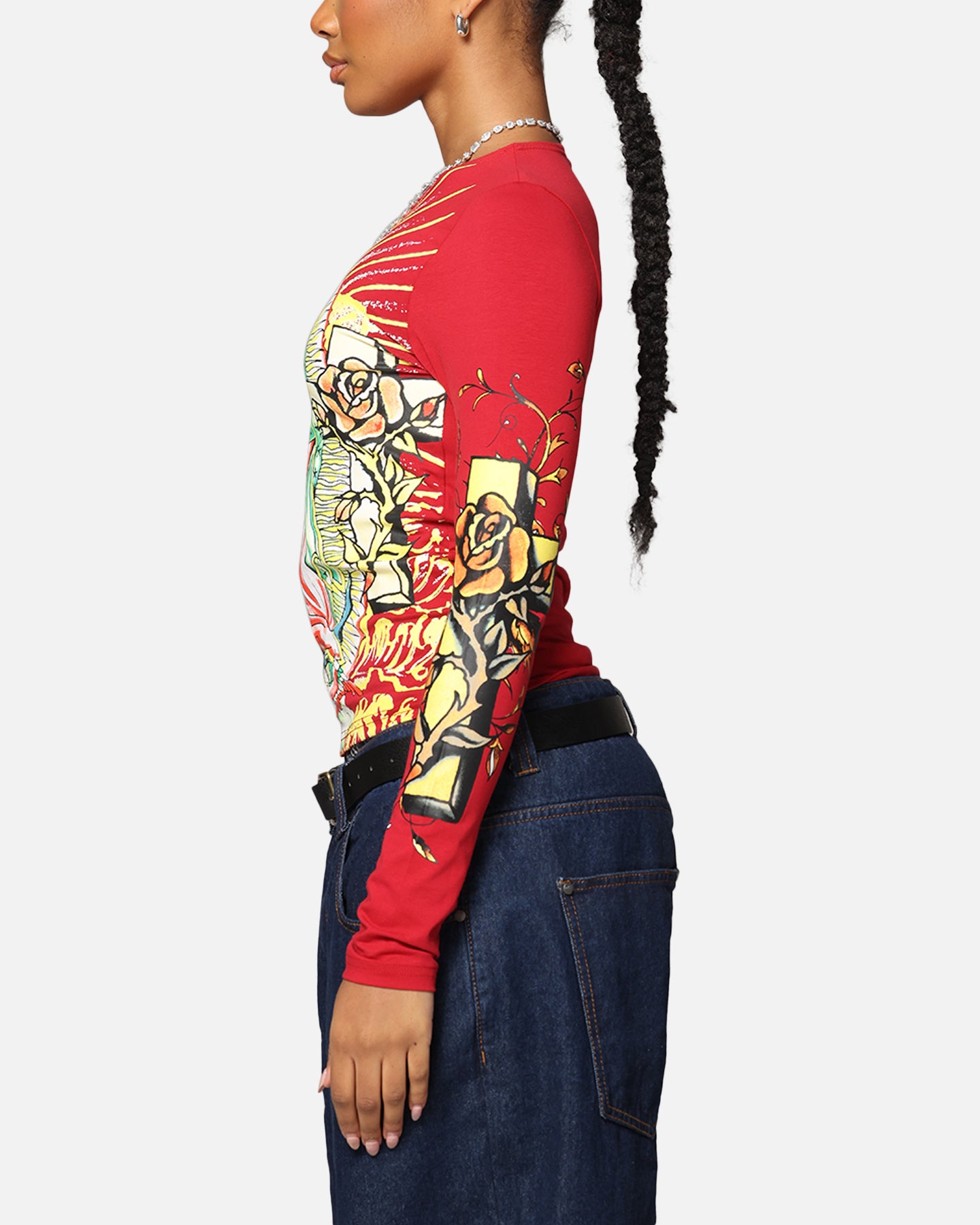 Ed Hardy Women's Divine Long Sleeve T-Shirt Red、mySite、zt4zffjzw