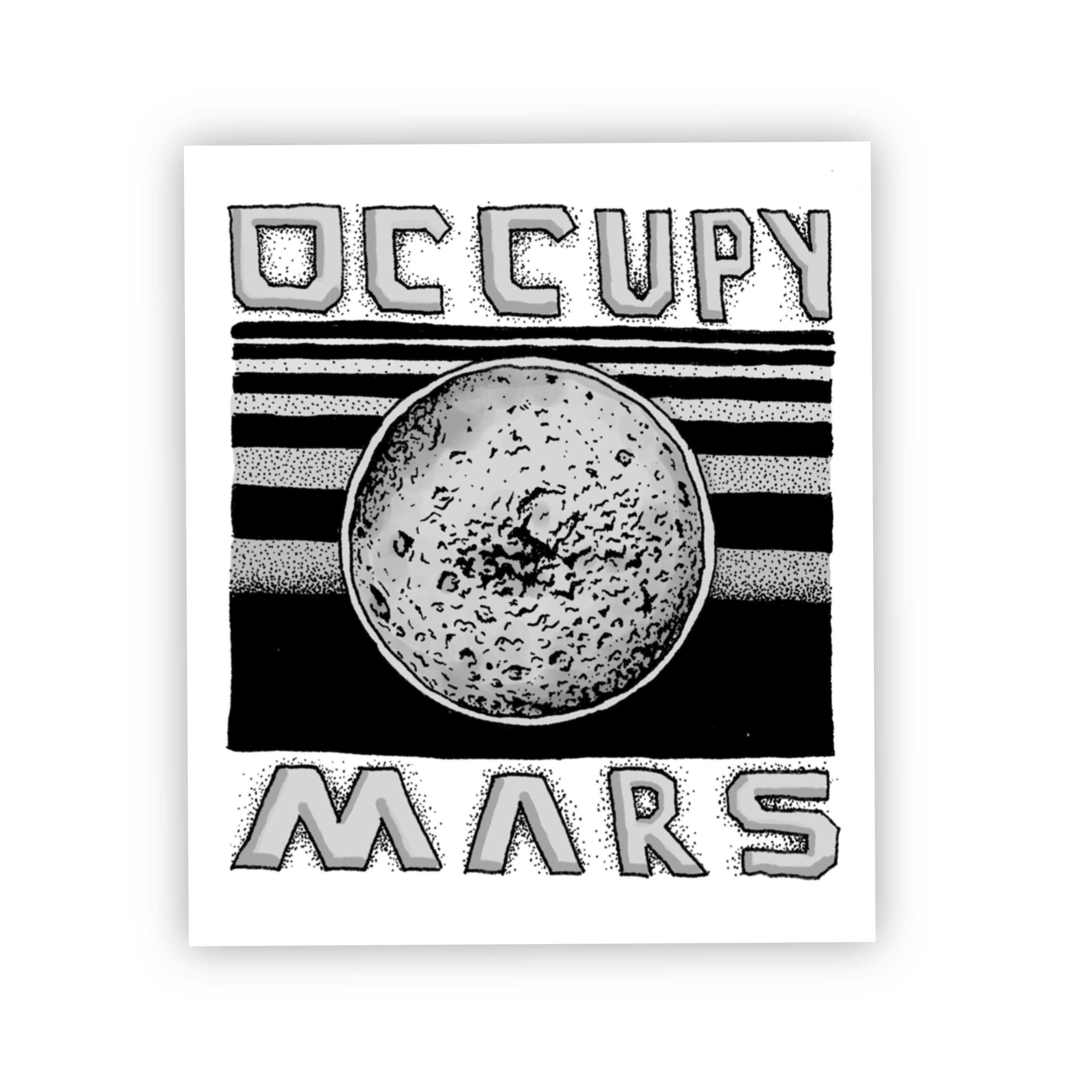  Occupy Mars Outer Space Sticker Black & White、mySite、elrpsem3k