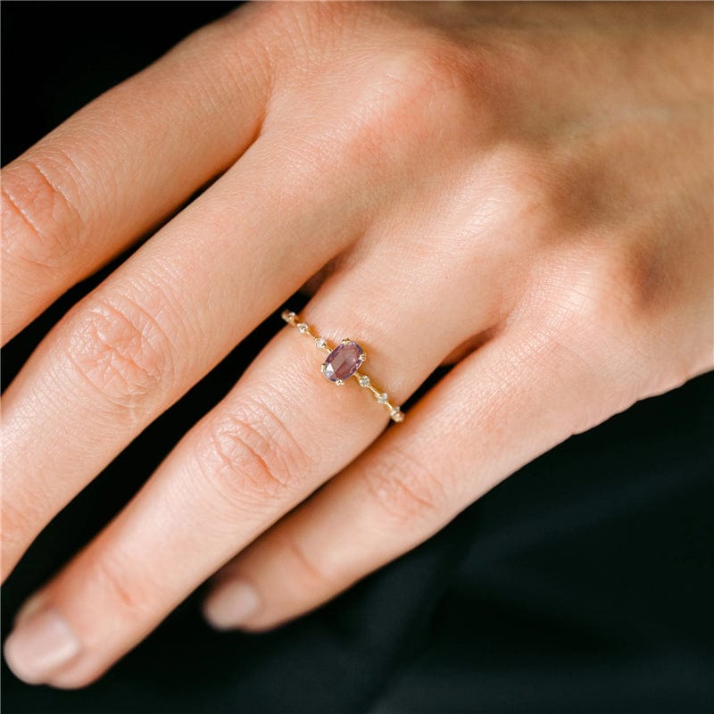 Stackable Amethyst CZ Sterling Silver Ring-Dainty, Feminine、mySite、g9winljtr
