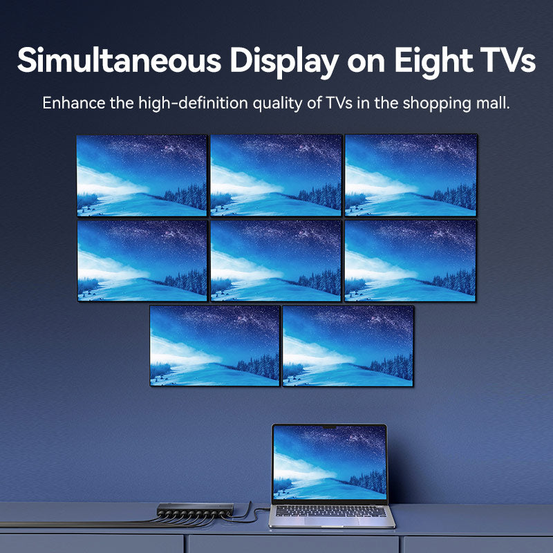 Vention 1-In & 8-Out HDMI Splitter 4K@60Hz Black Aluminum Alloy Type EU Standard、mySite、fannypackpong