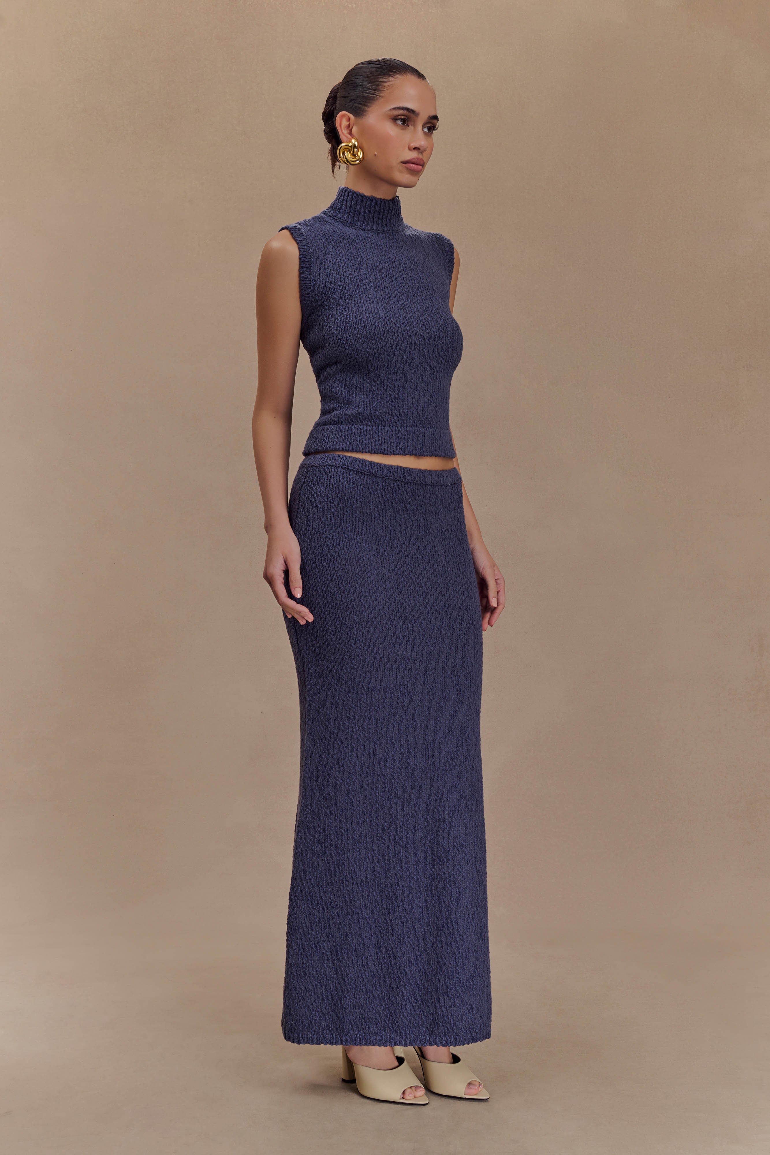 Moira Boucle Maxi Skirt - Steel、mySite、solidvoid