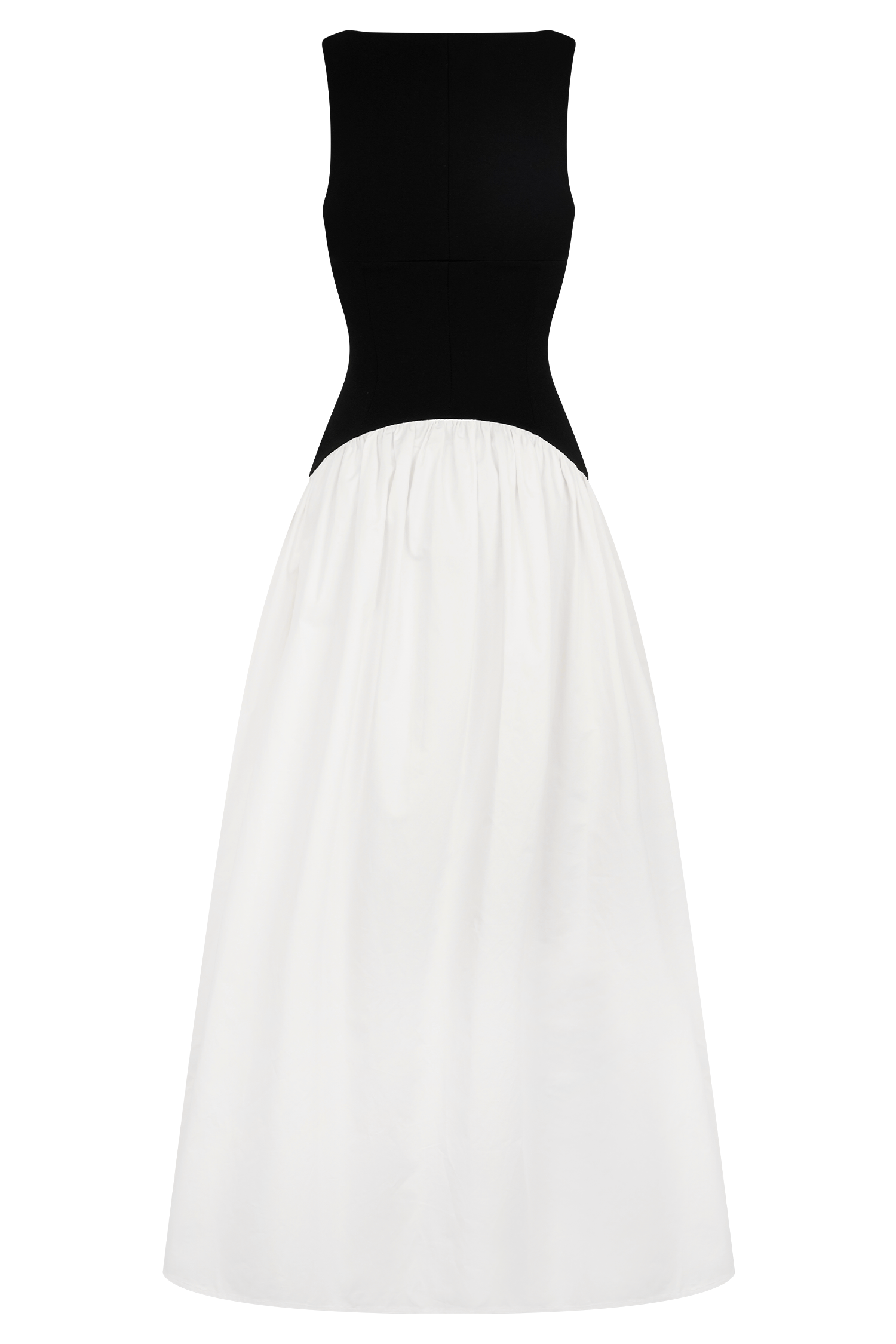 Acacia Contrast Sleeveless Maxi Dress - Black/White、mySite、solidvoid