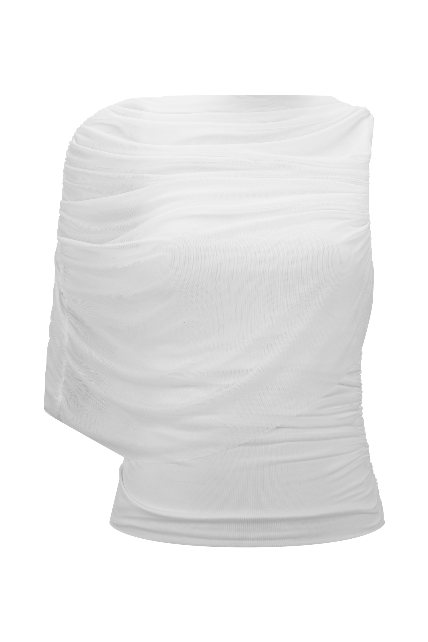 Pruedance Slinky Draped Top With Mesh Overlay - White、mySite、solidvoid