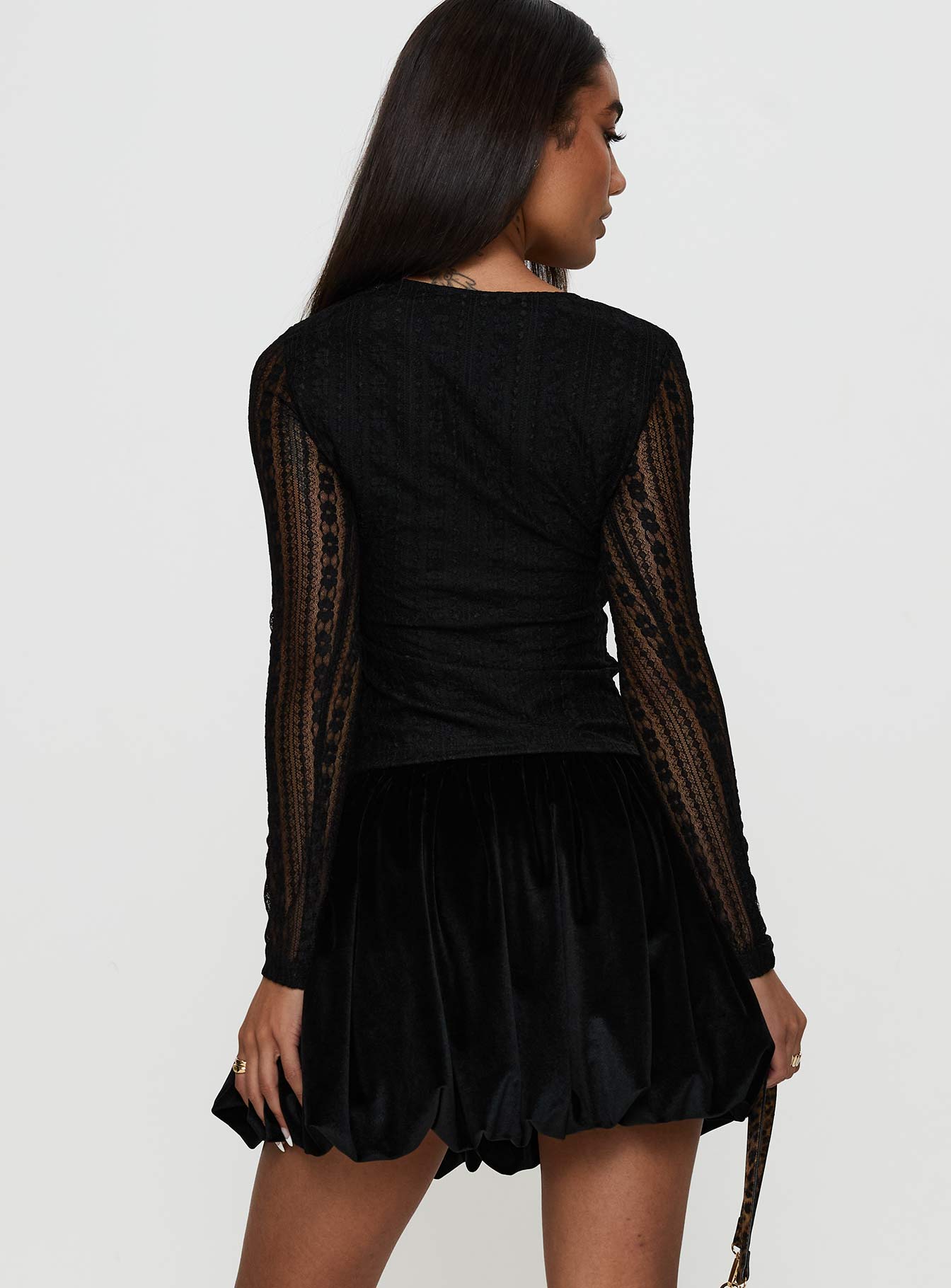 Georgiana Bubble Hem Mini Skirt Black、mySite、solidvoid