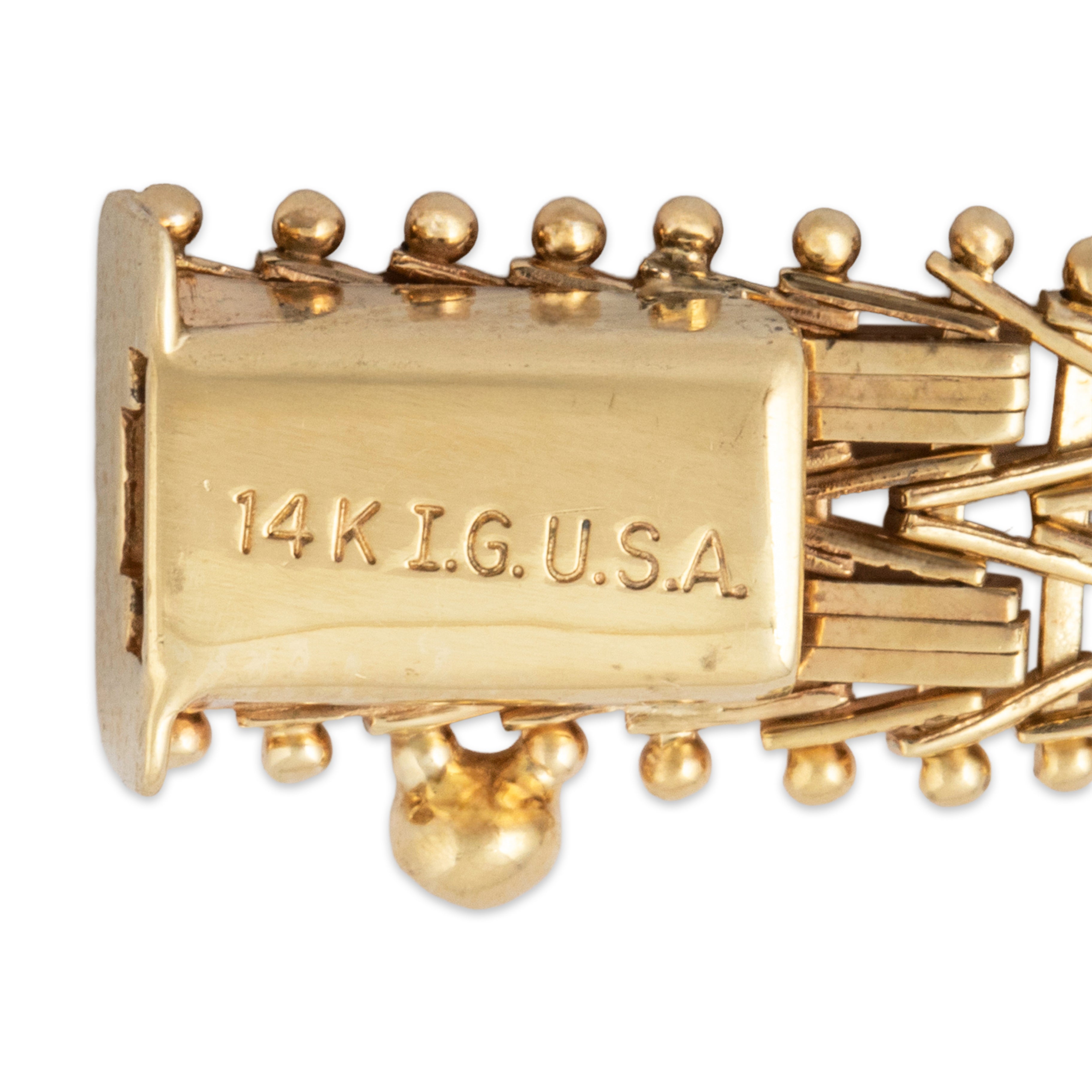 Vintage 14k Yellow Gold Articulated Chain Link Bracelet 7、mySite、hinf8tx79