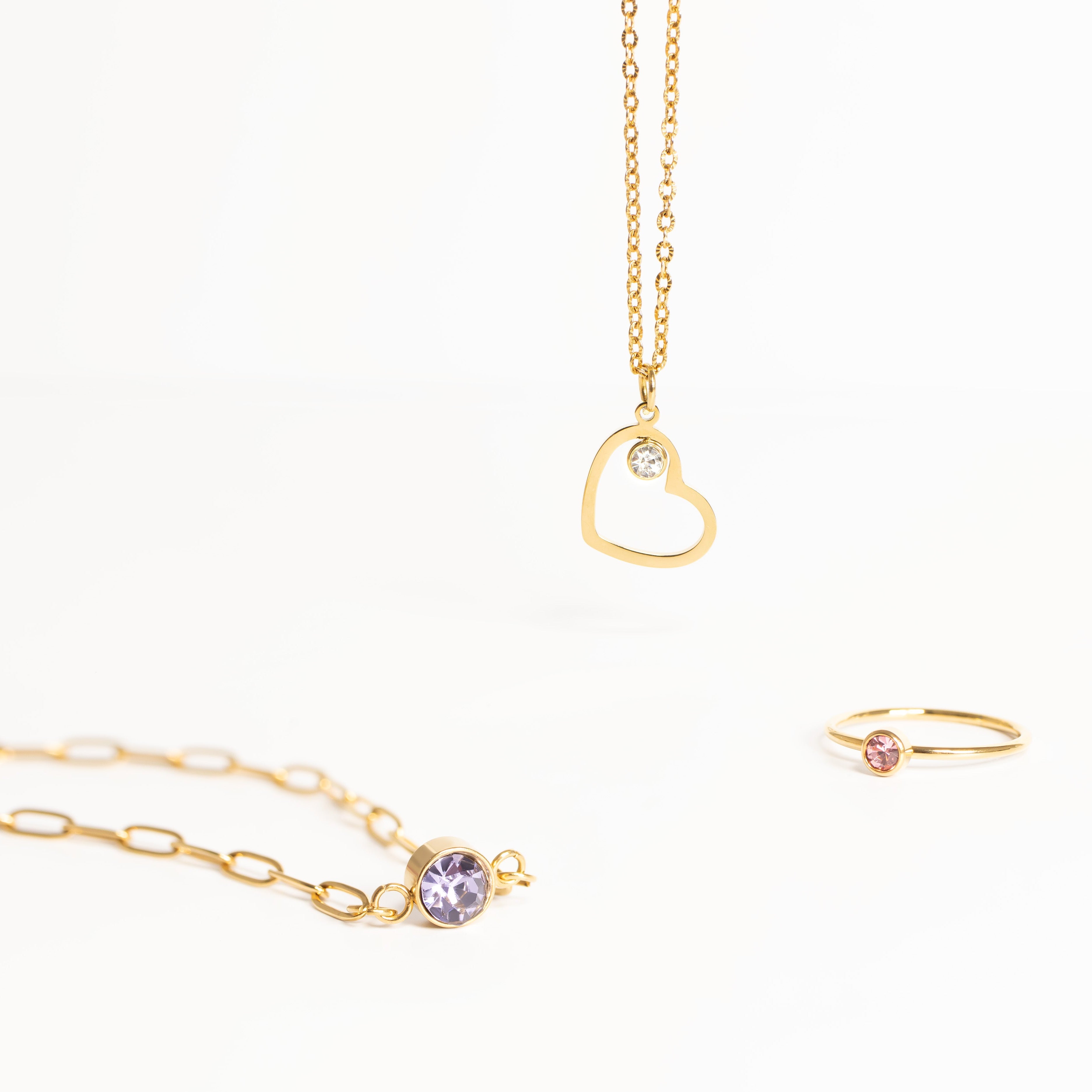 18K Gold PVD Stainless Steel Birthstone Connector Charm / PDL0122、mySite、dreamappss