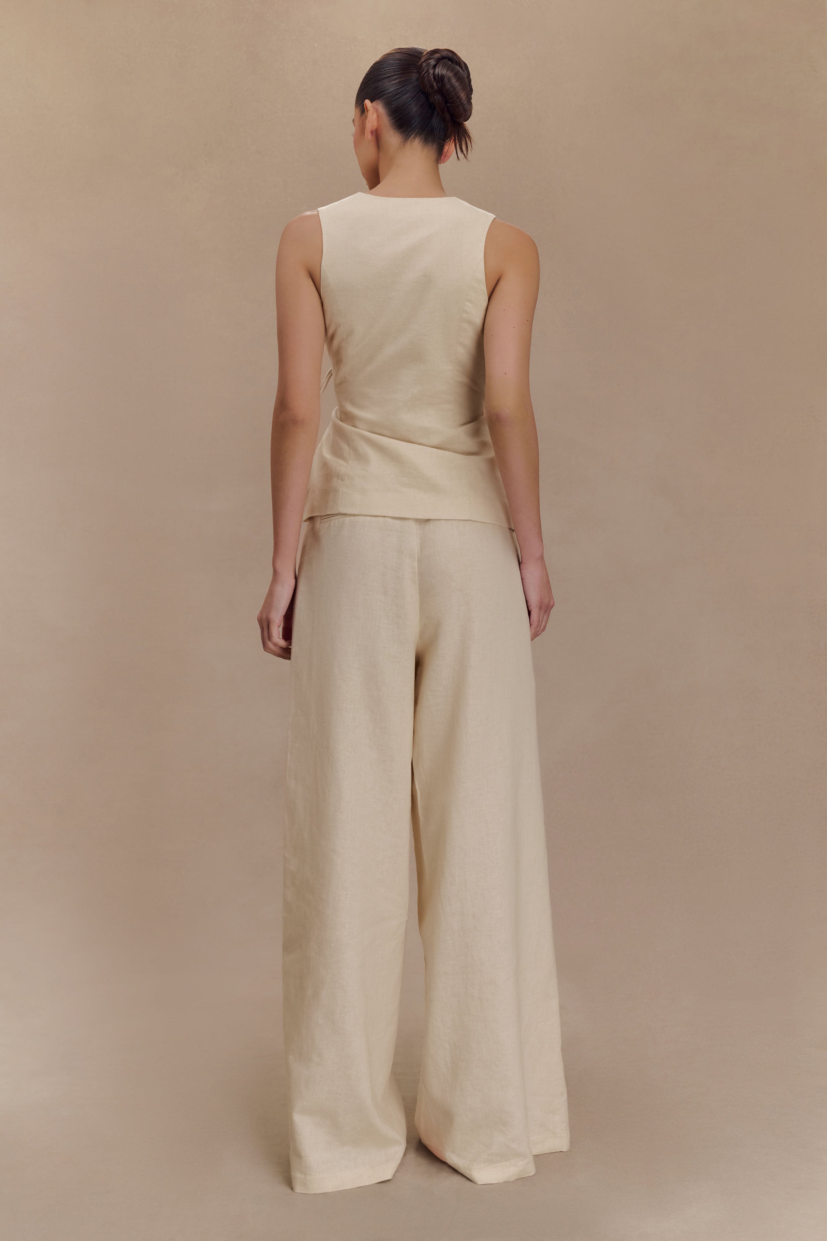 Brandi Linen Straight Leg Pant - Wheat Marle、mySite、solidvoid