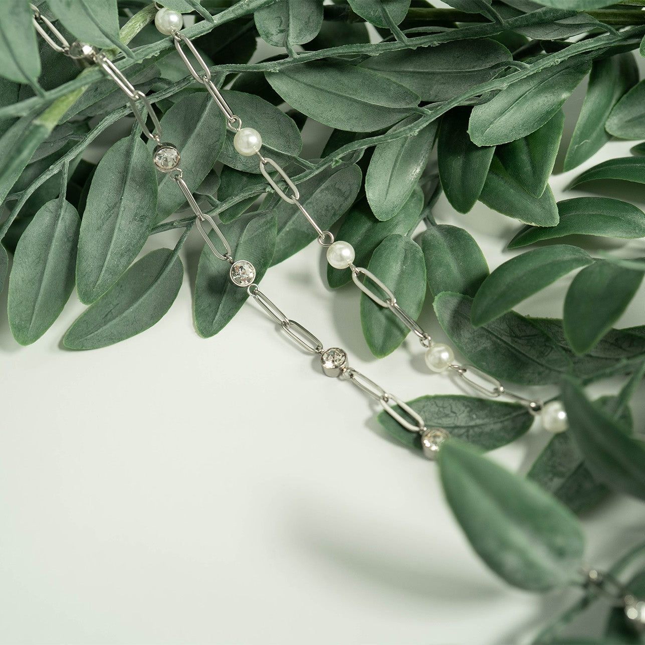 18K Gold PVD Stainless Steel Pearl Station Paperclip Chain Necklace / CHN0082、mySite、dreamappss