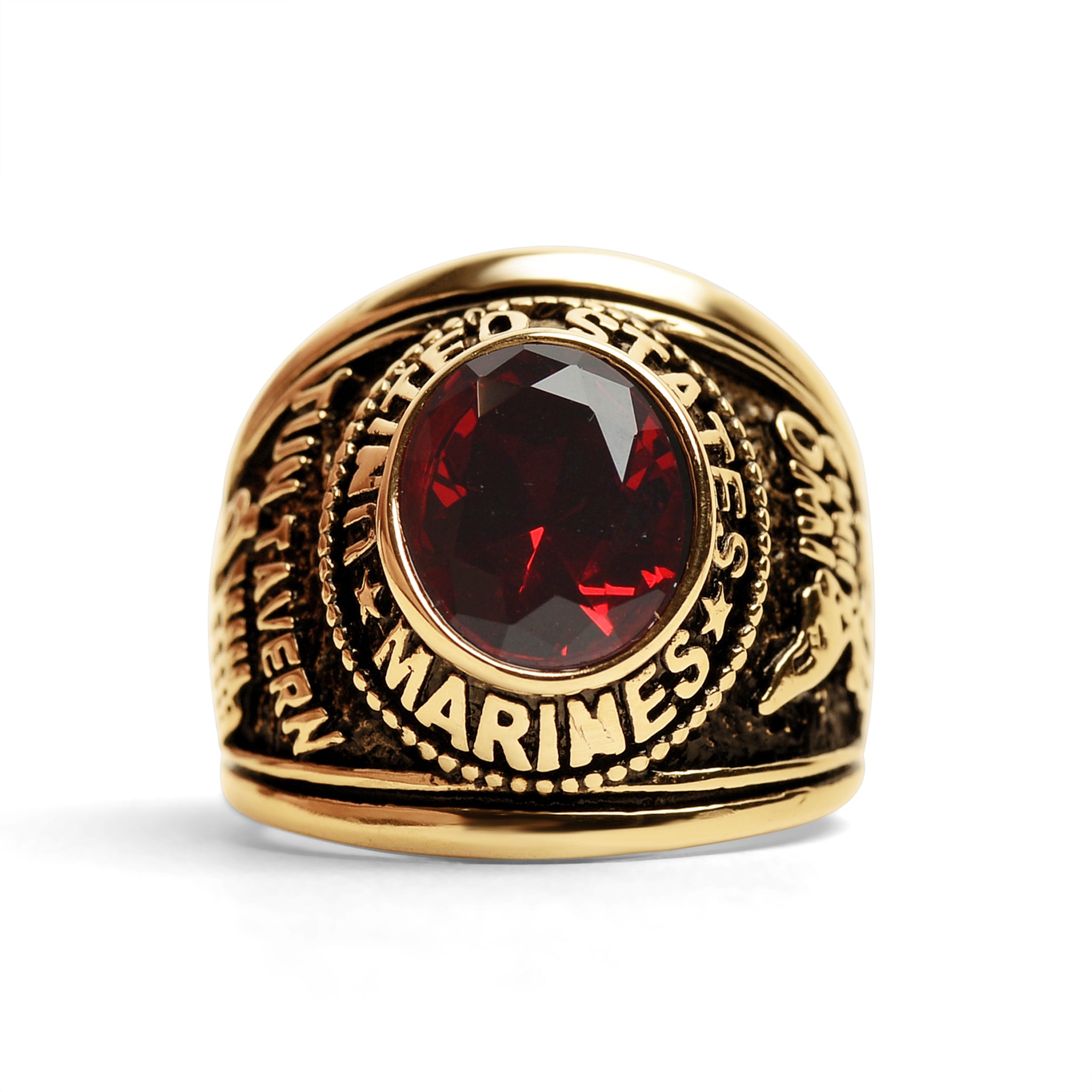 18K Gold PVD Stainless Steel Red Stone United States Marines Ring / MCR6002、mySite、dreamappss
