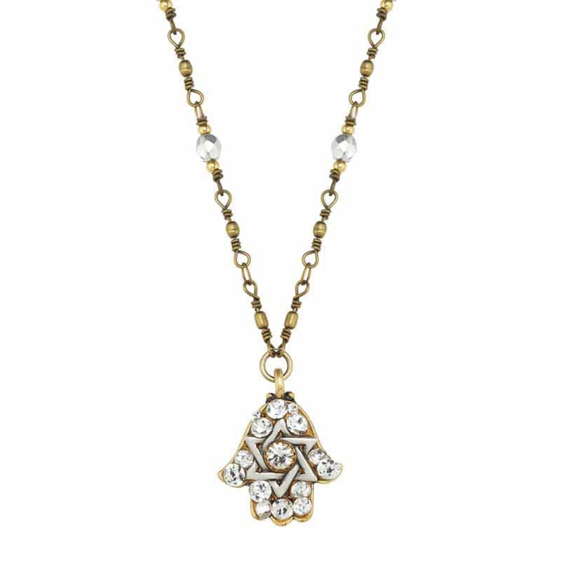 Crystal and Gold Star of David Hamsa Necklace by Michal Golan、mySite、topwebapps