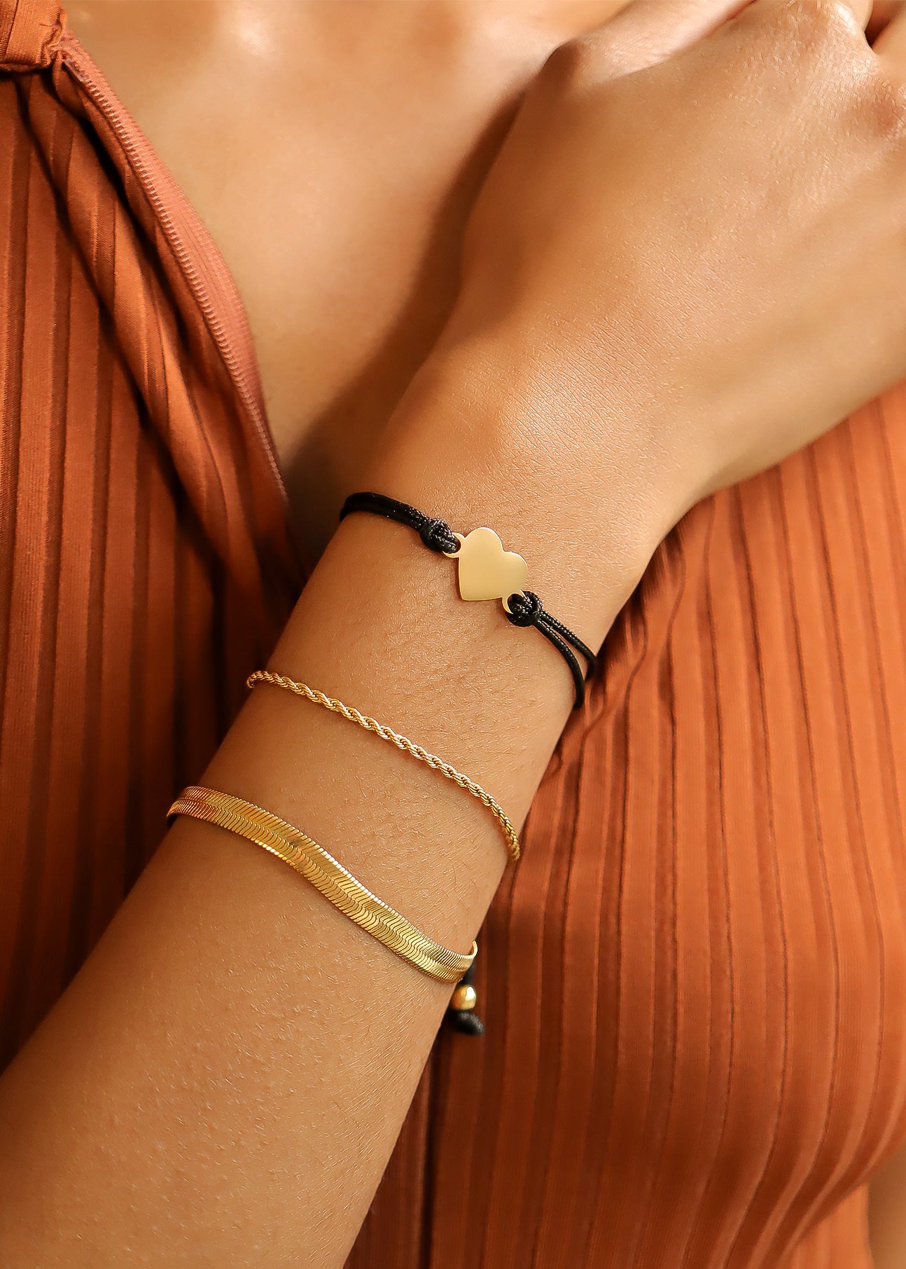 18K Gold PVD Stainless Steel Engravable Heart Friendship Bracelet / SBB0279、mySite、dreamappss