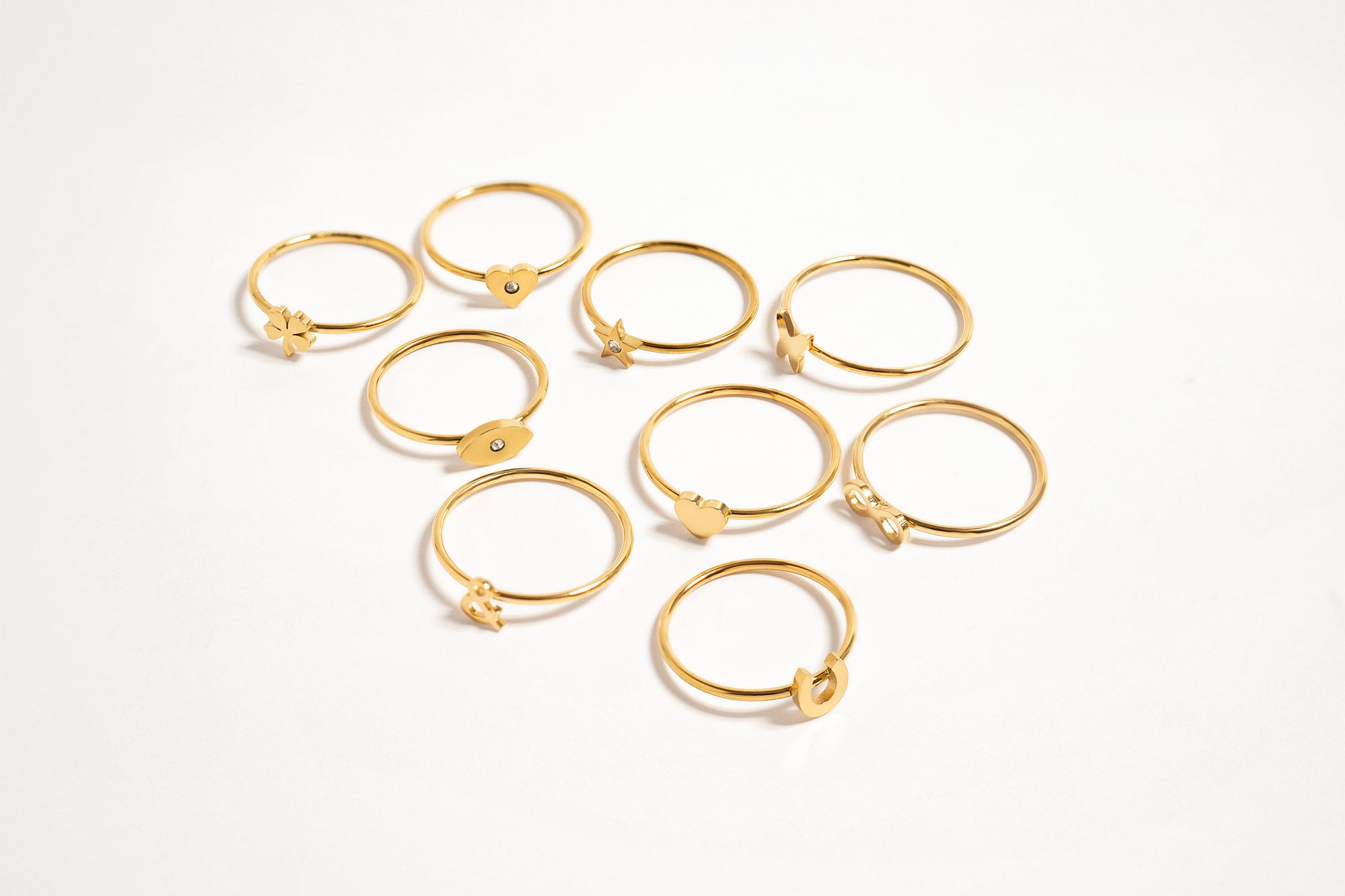 18K Gold PVD Stainless Steel Four Leaf Clover Symbol Ring / ZRJ0002、mySite、dreamappss