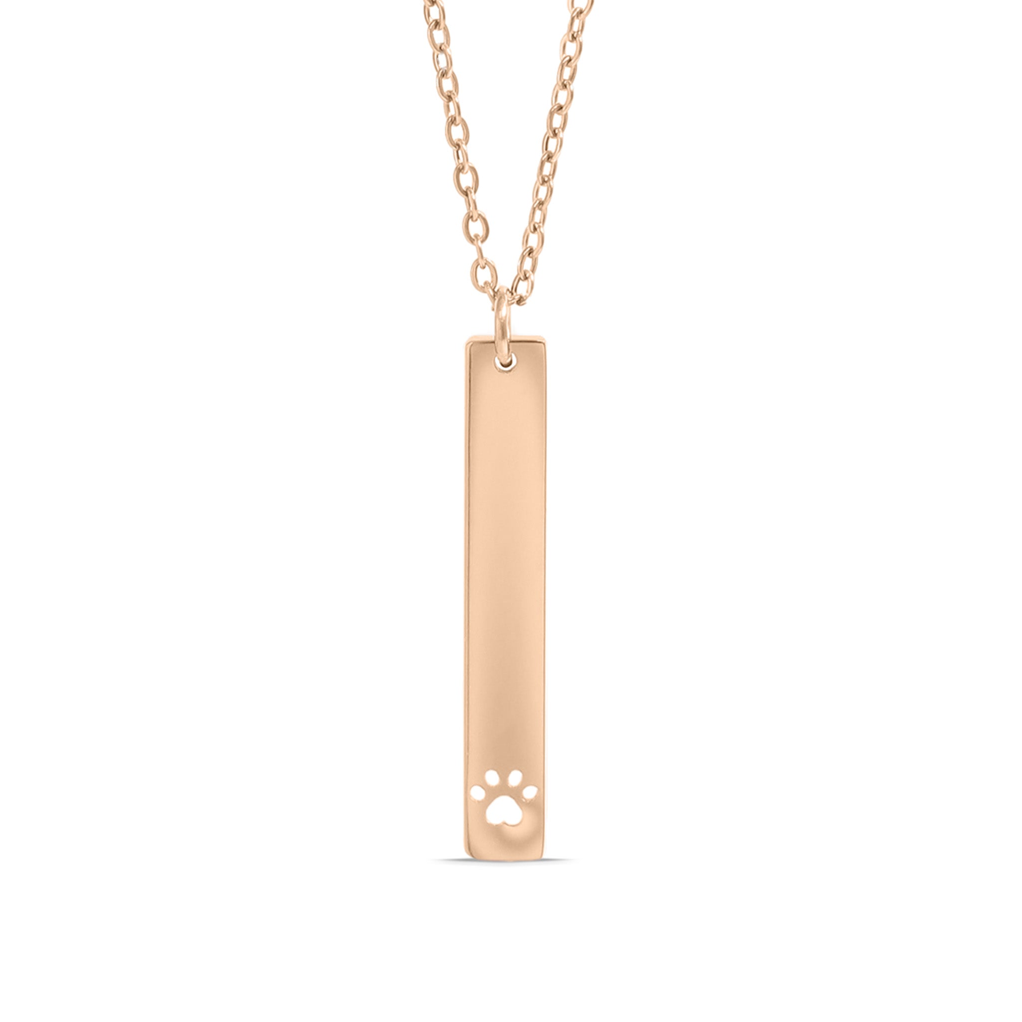 18K Gold PVD Stainless Steel Paw Print Cutout Vertical Blank Bar Necklace / SBB0300、mySite、dreamappss
