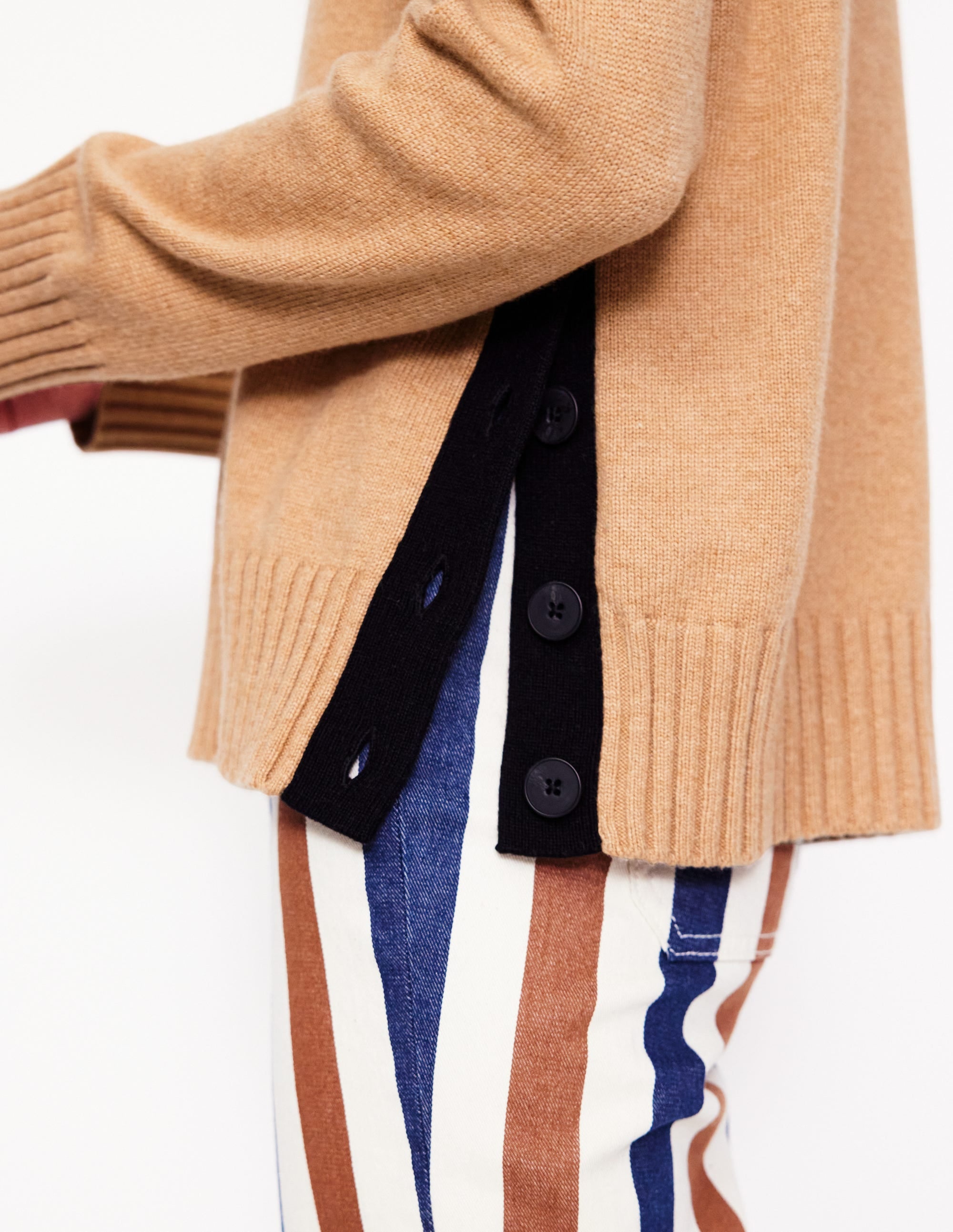  Zia Button Side Jumper-Camel Melange、mySite、ashleygrahame