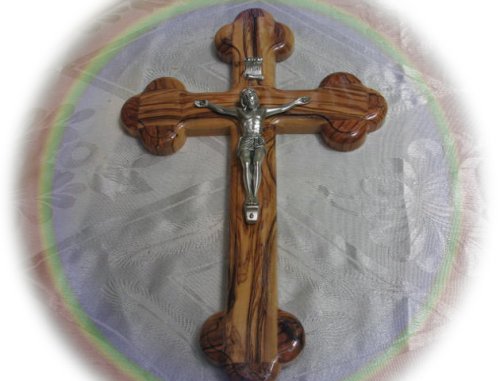Nine Inch (9) Bethlehem Olive Wood Budded Cross and Crucifix with 14 Stations、mySite、topwebapps