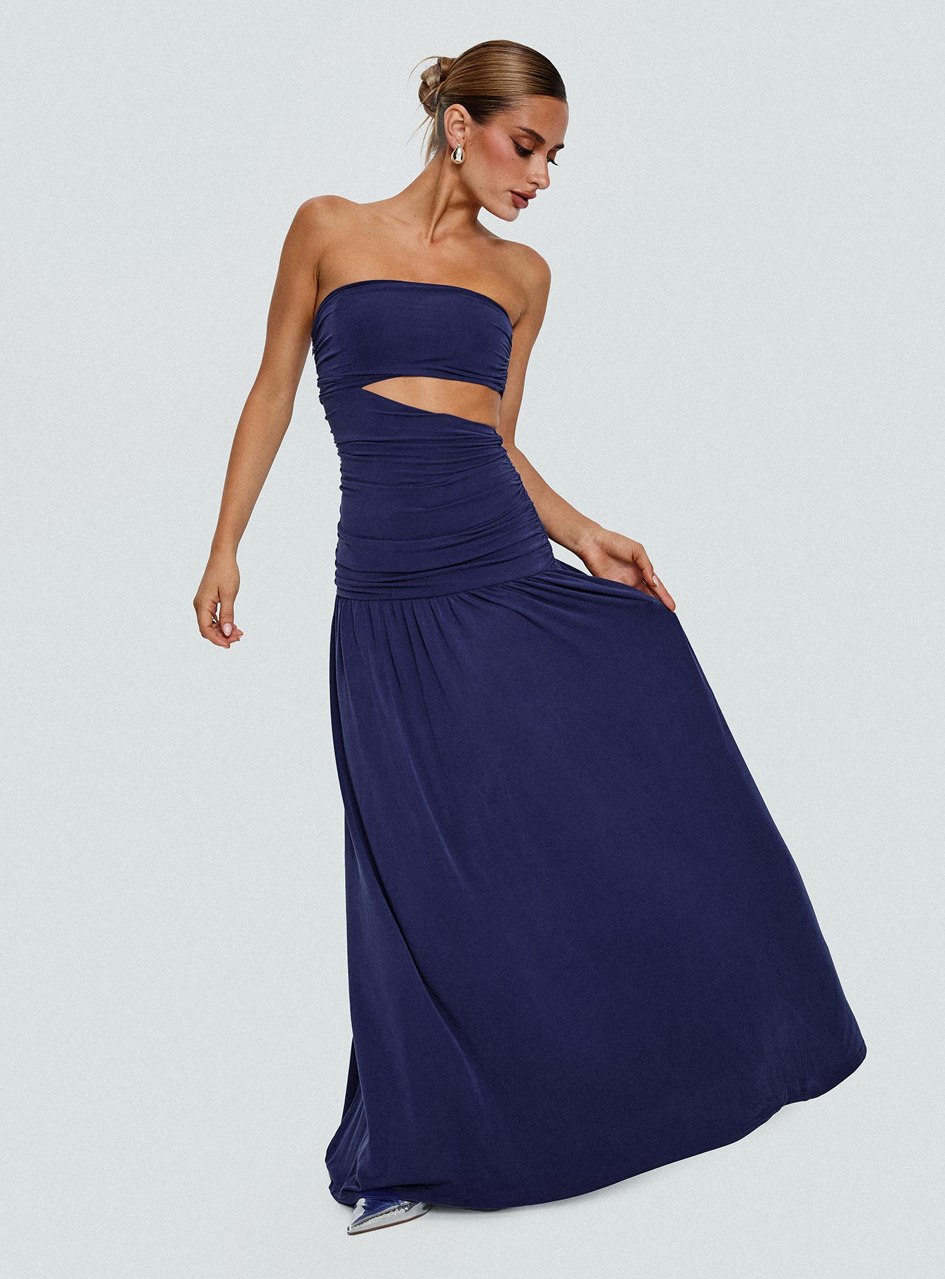 Grandeur Strapless Maxi Dress Navy、mySite、solidvoid