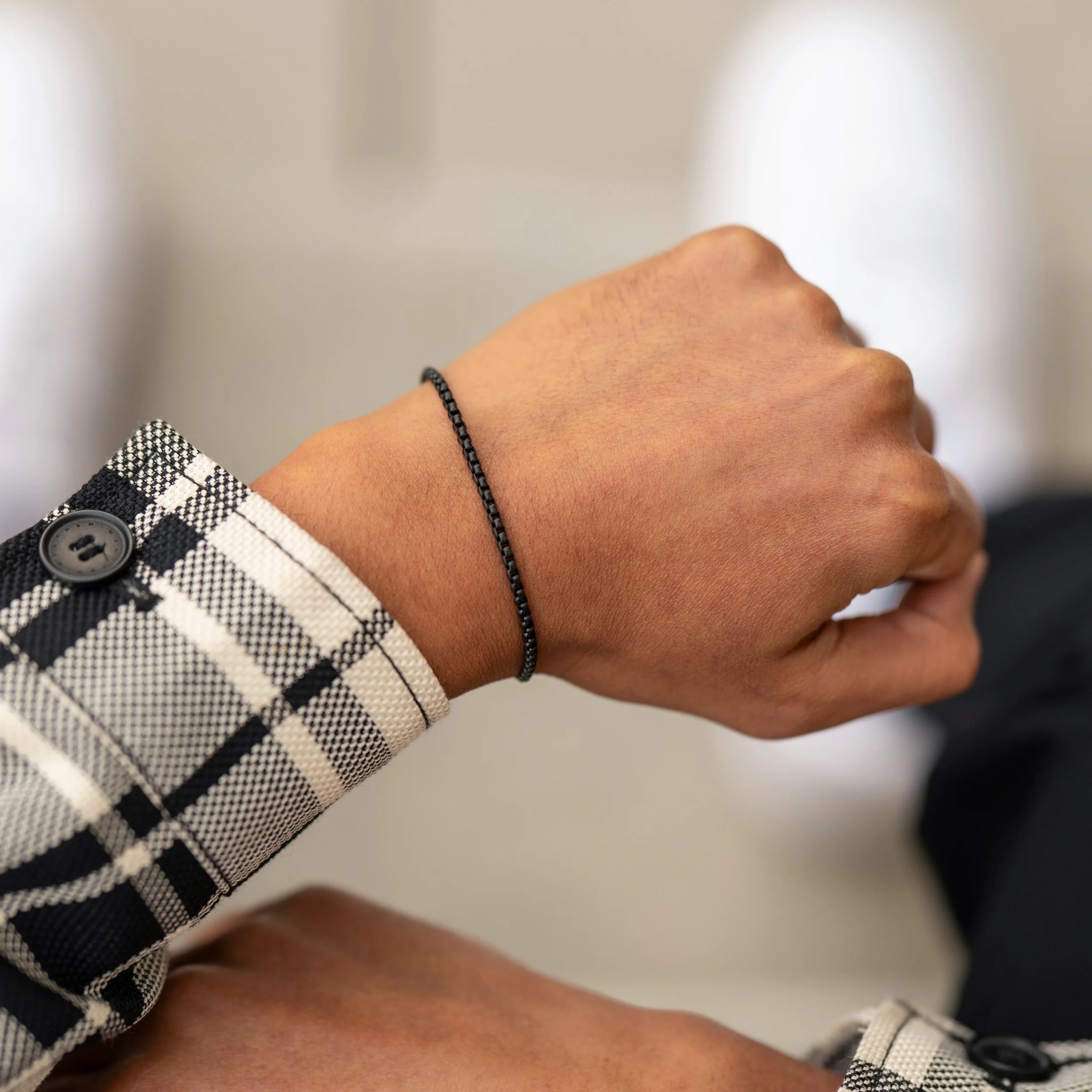  Box Chain Bracelet, 3MM - Black