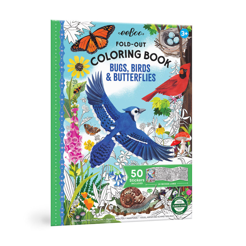  Bugs, Birds & Butterflies Fold-Out Coloring Book with Stickers、mySite、ghnorth