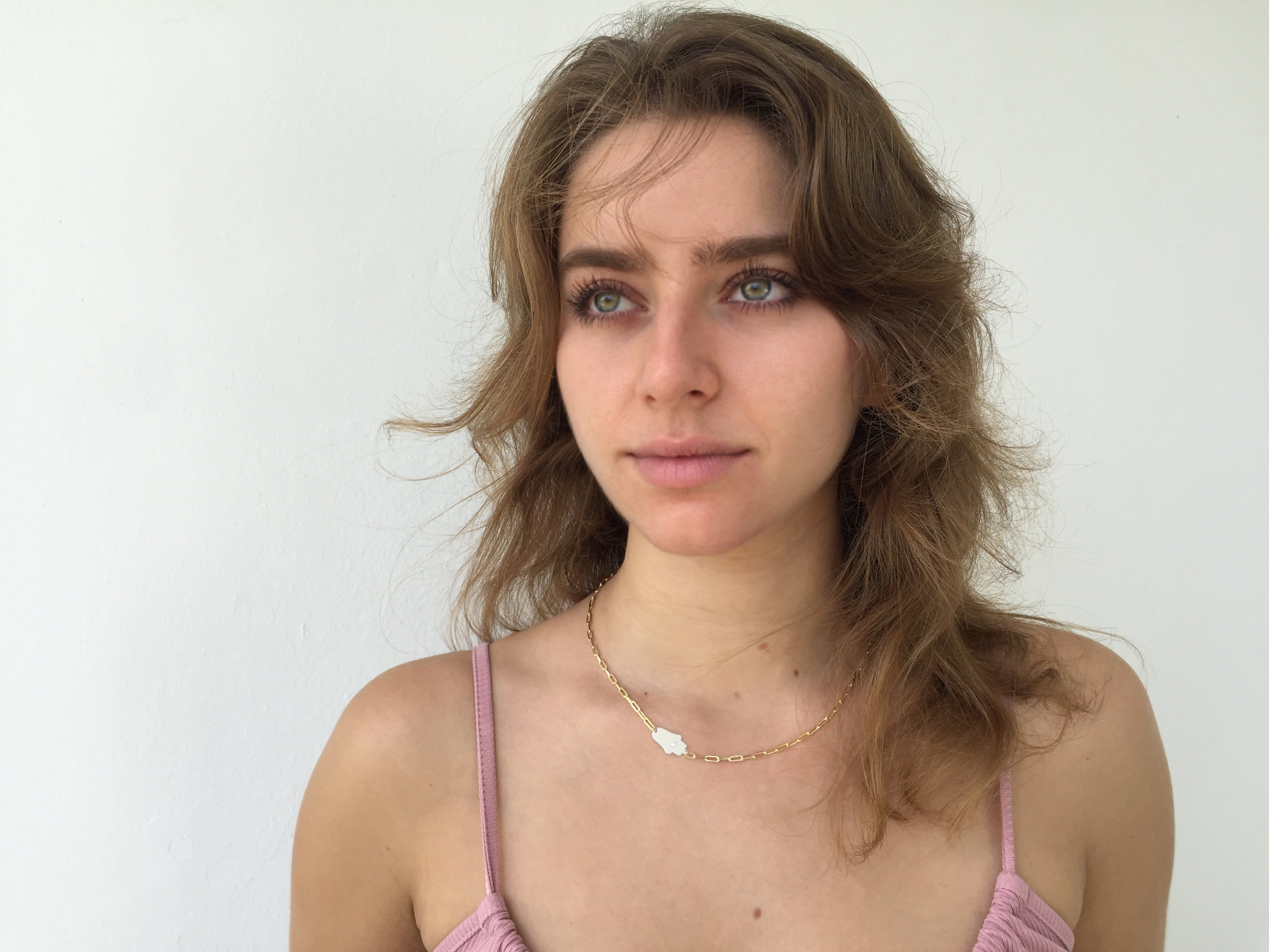 Dani Hamsa Diamond Paperclip Necklace - (Sterling Silver, Gold-Plated, or Two-Tone)、mySite、topwebapps