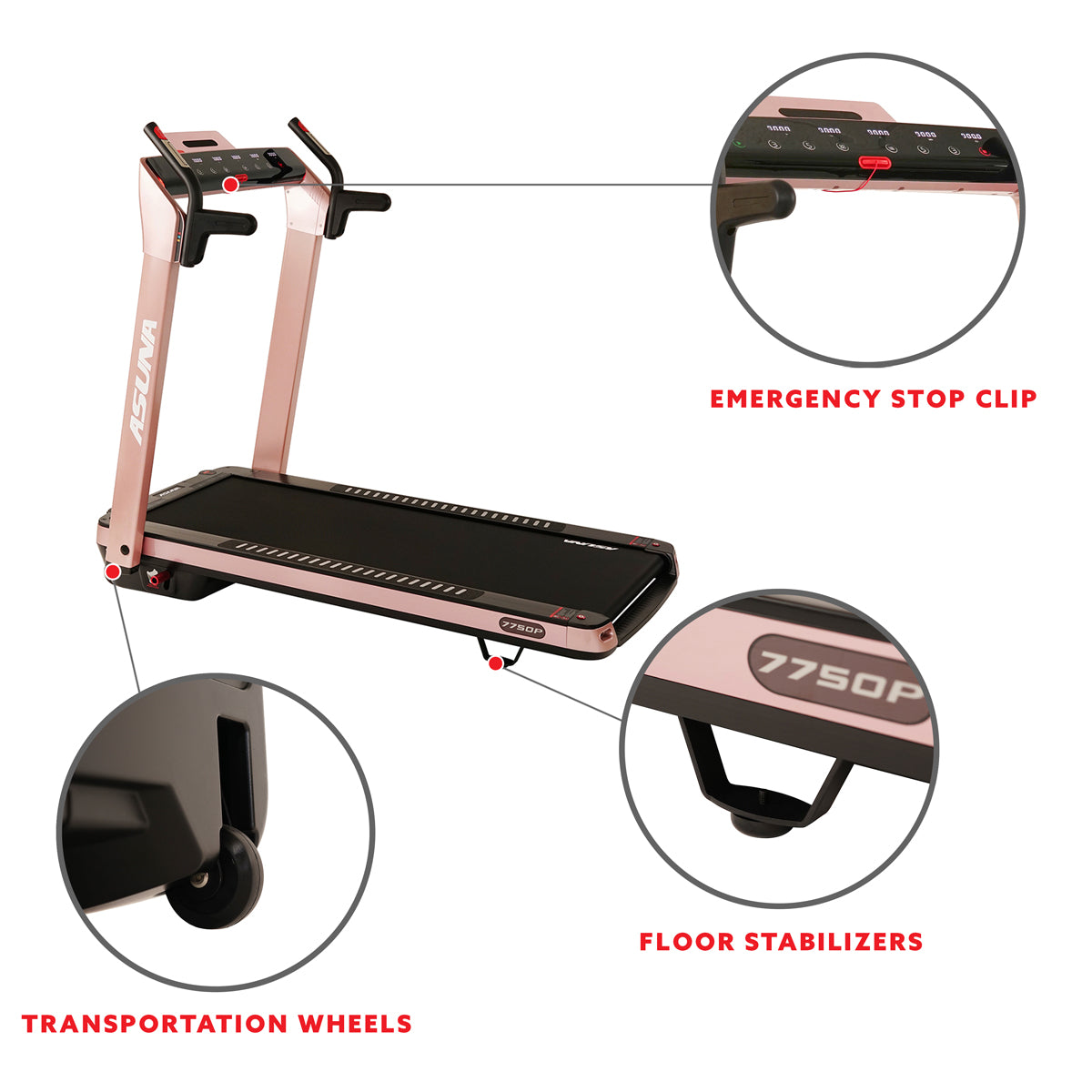  SpaceFlex Pink Running Treadmill w/ Auto Incline, Foldable Wide Deck、mySite、ghnorth