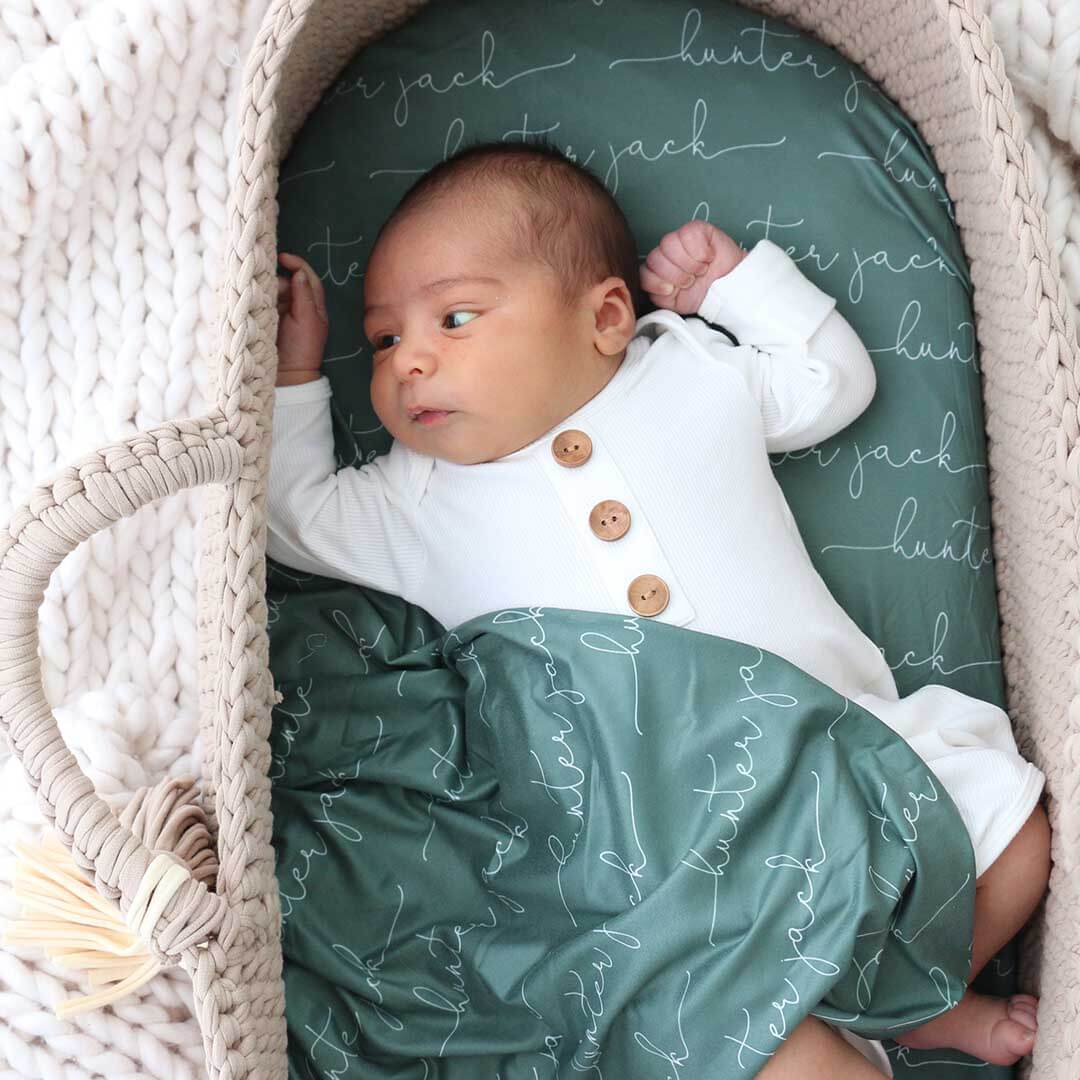  Personalized Forest Green Baby Name Swaddle Blanket - Script、mySite、layawaytickets