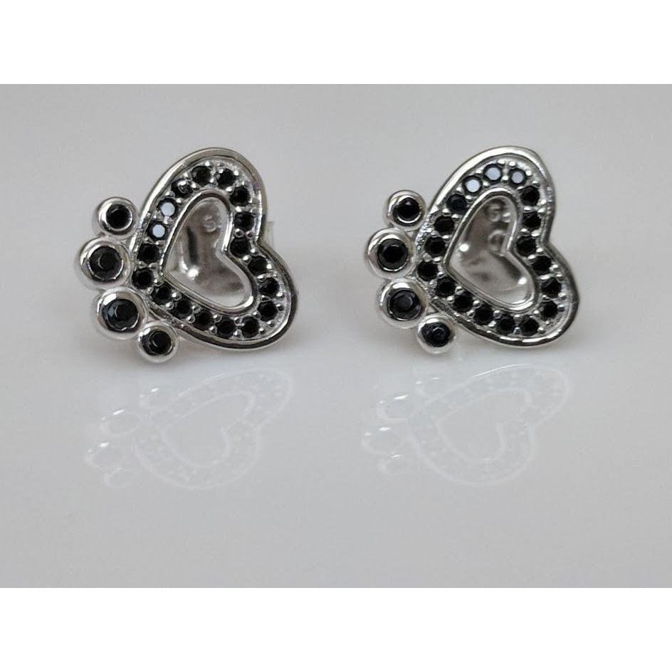 Pet Paw Earrings with Sparkling Cubic Zirconia in Solid Sterling Silver, Beautiful!、mySite、g9winljtr