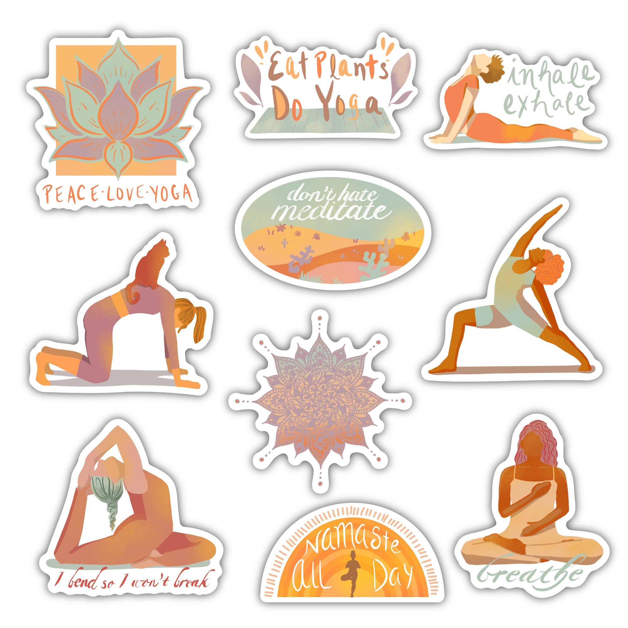  Yoga Meditation Stickers 10 Pack、mySite、ghnorth
