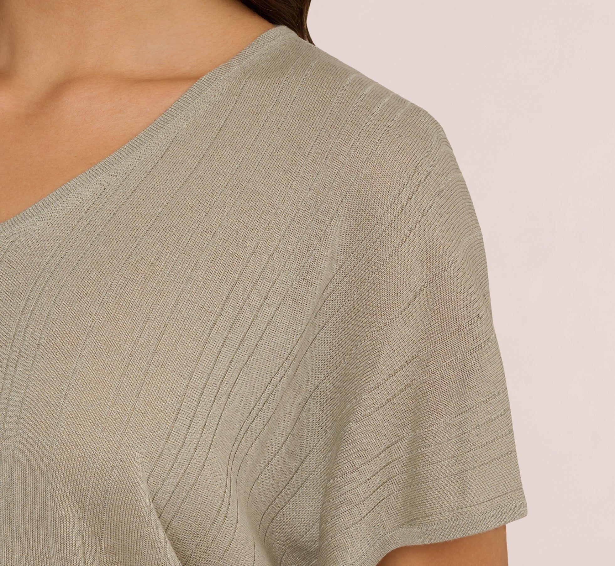 Short Sleeve Lightweight Rib Knit Sweater Top In Seafoam Mist、mySite、solidvoid