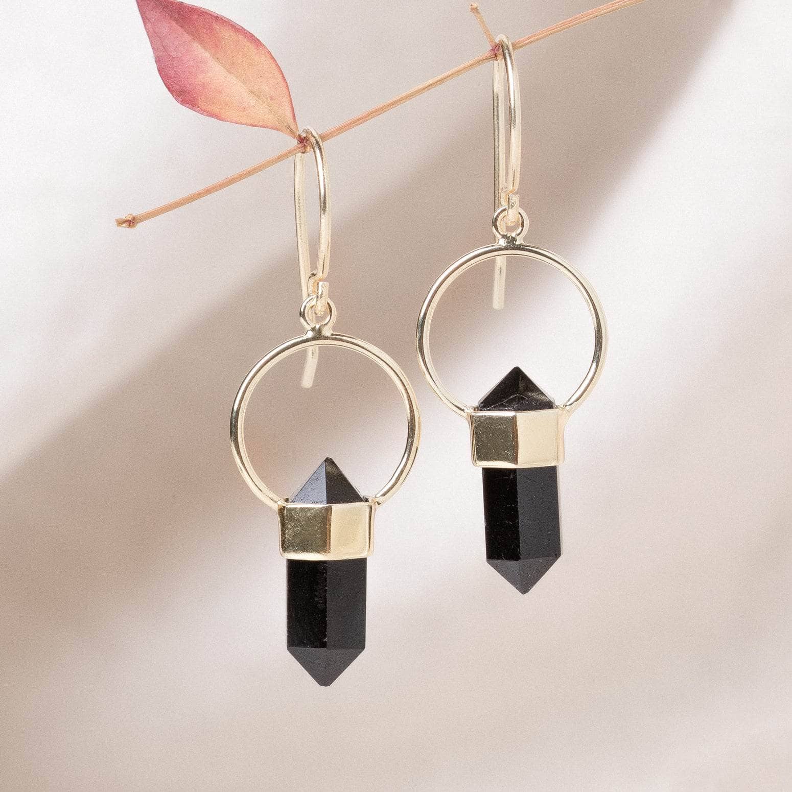 Black Tourmaline Crystal Point Earrings、mySite、hinf8tx79