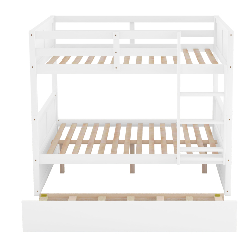 Full Over Full Bunk Bed with Twin Size Trundle, White ( old sku: LP000250AAK )、、casual